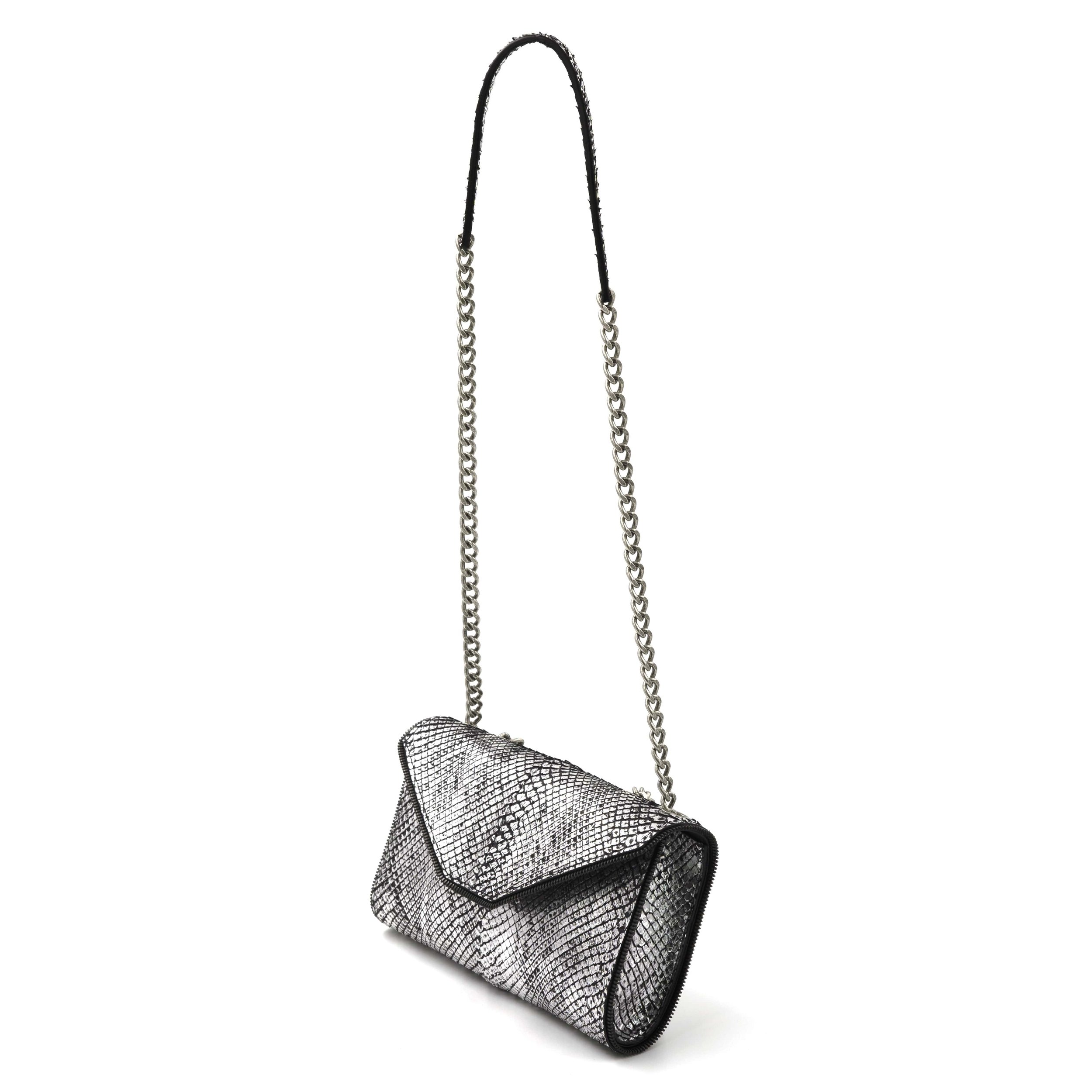 petit sac a main sur mesure en cuir de python gris sur mesure pour femme 