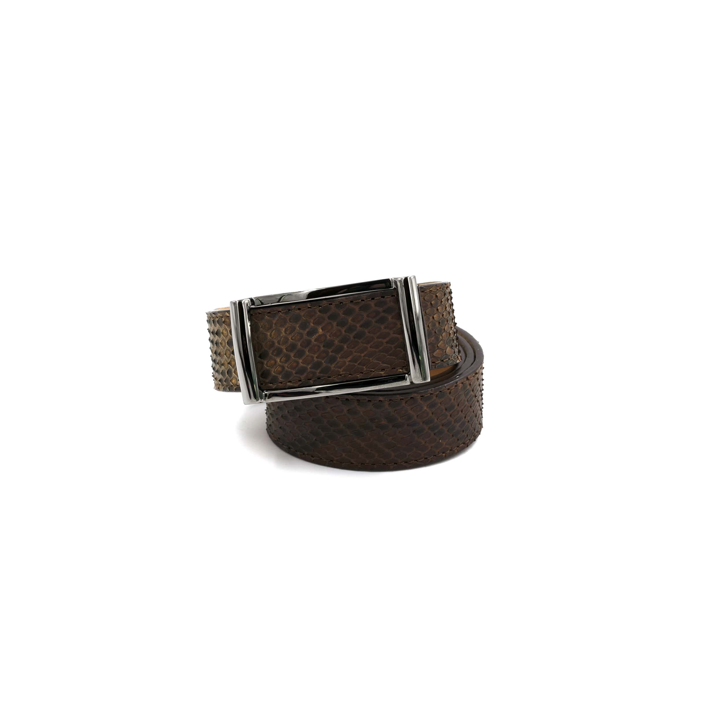 ceinture 30 mm python marron et turquoise finition ruthénium coralie - paris -min.jpg