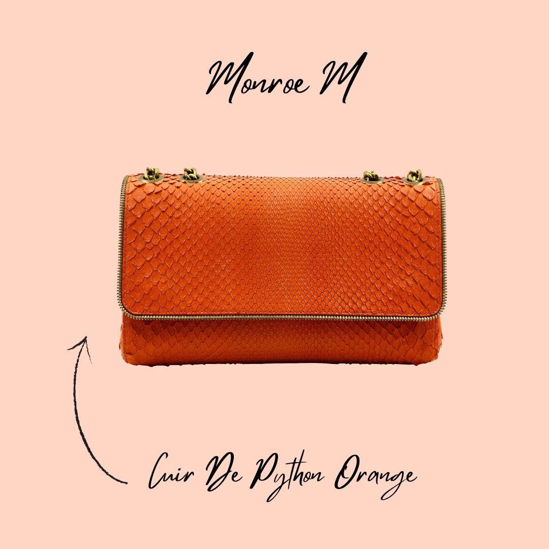 Une pi&egrave;ce d'exception, le sac Monroe M en cuir de python orange.

#modefemme  #fashionaddict  #handmadewithlove  #maroquinerie #frenchstyle  #surmesure #LuxuryLeather #luxuryifestyle #luxury #maroquineriefran&ccedil;aise #style #madeinfrance #