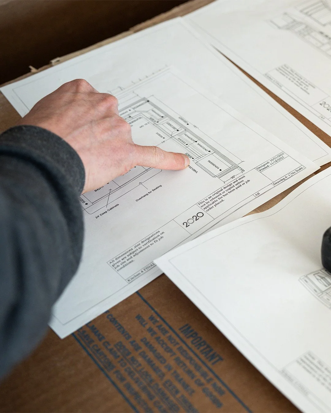 Cabinets have arrived! ⁠
Our Olde Town build is progressing! Reviewing the install plan to be sure it's going to work for the Client. ⁠