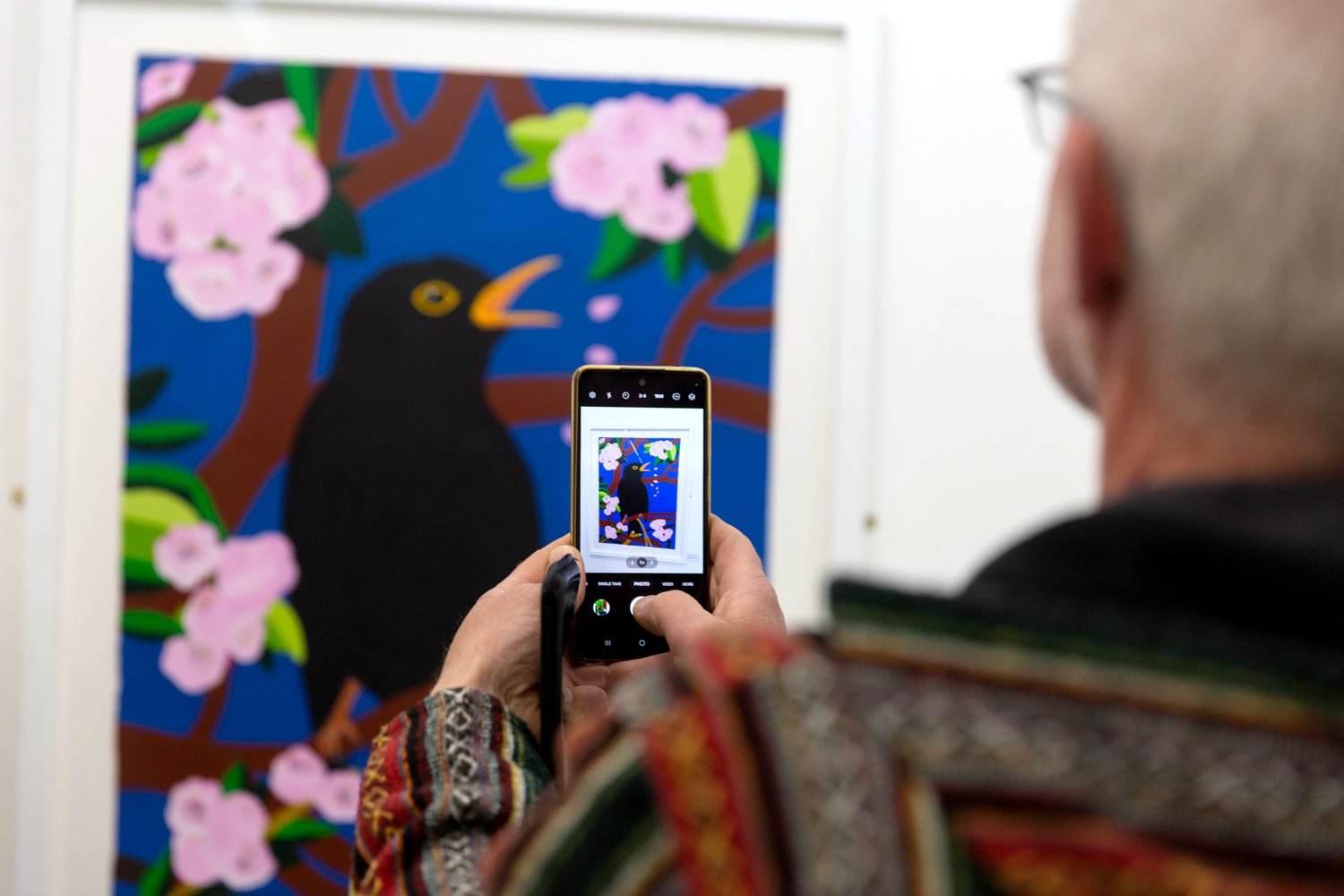 Visitor taking photo of blackbird artwork.jpg