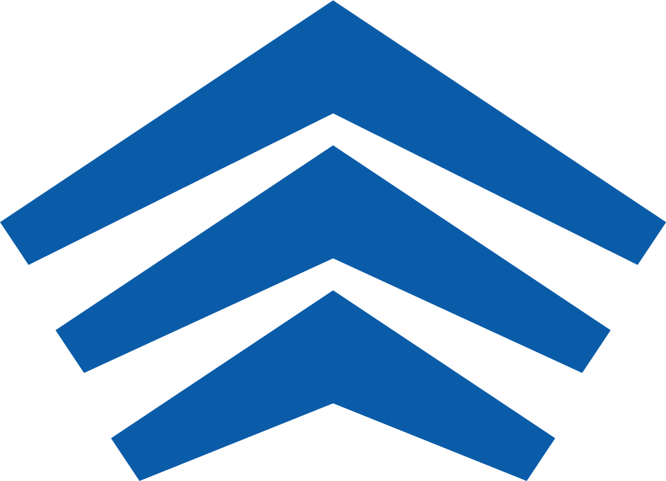 Mauro Law Firm Logo with three blue chevrons stacked above one another.
