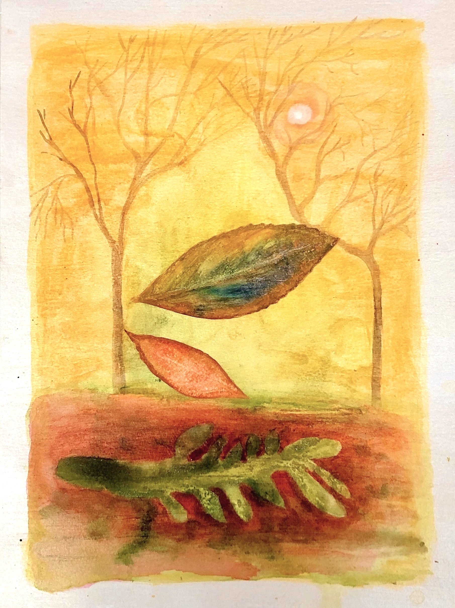 Autumn, watercolor on paper, 10”x8"