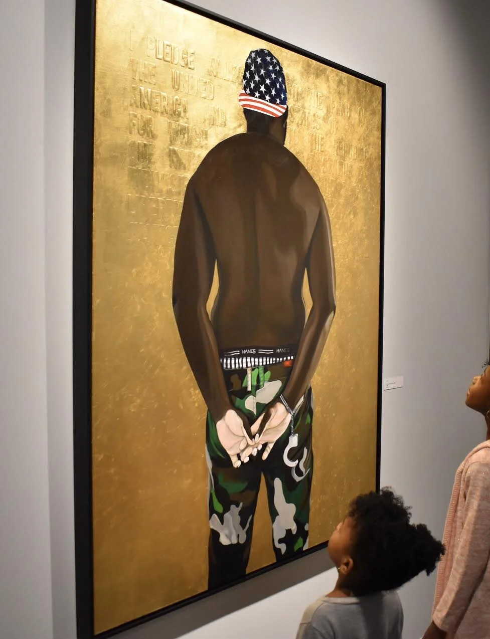 PTSD, 48X60, Acrylic and gold leaf on canvas.