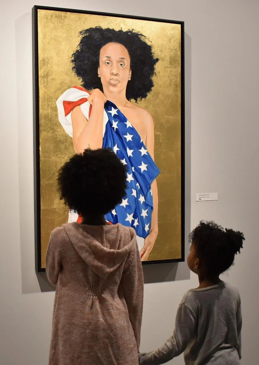 Liberty Enlightening the World, 48X30, Acrylic and gold leaf on canvas.