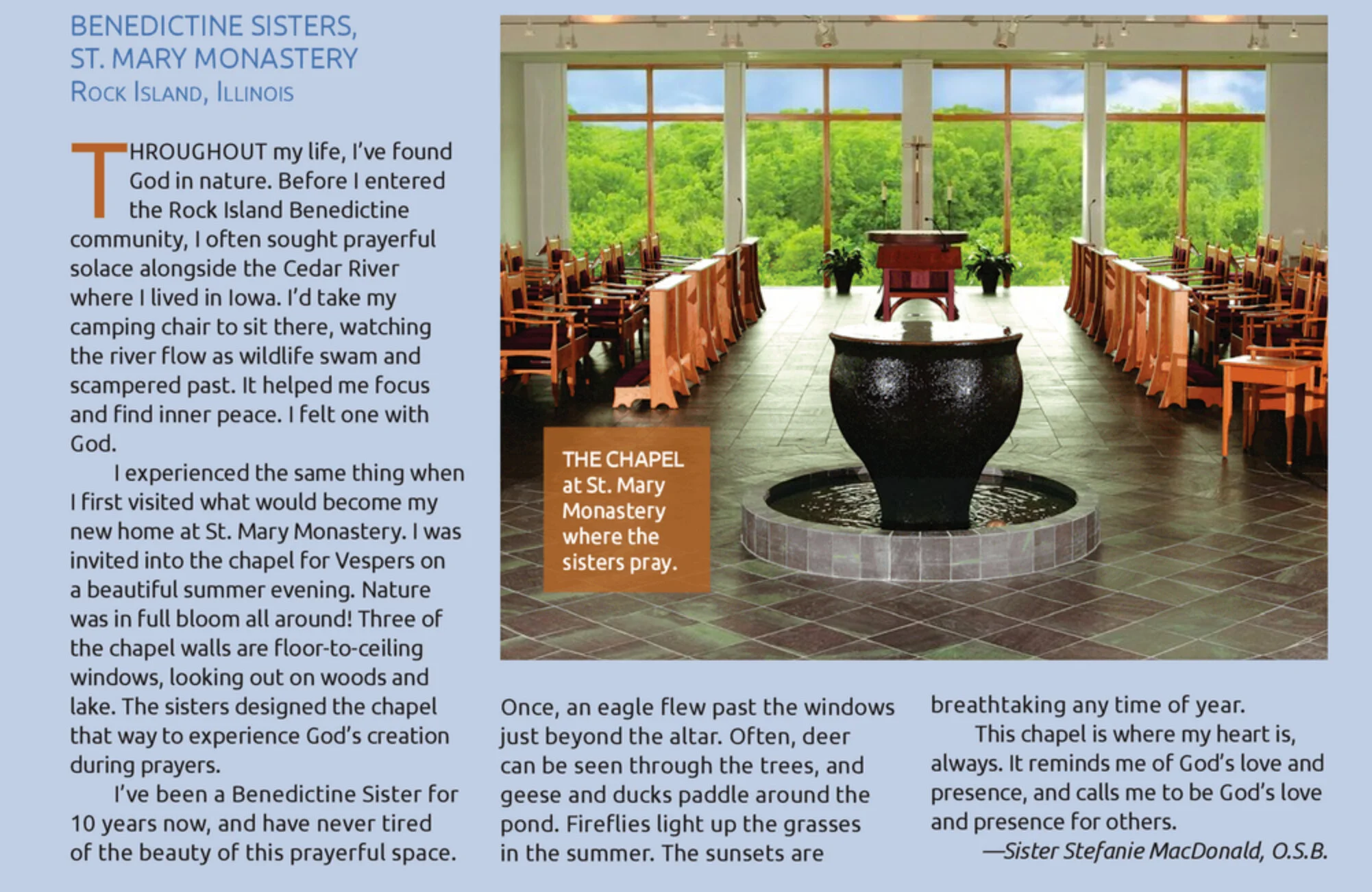 Sister Stefanie Published in Visions Magazine
