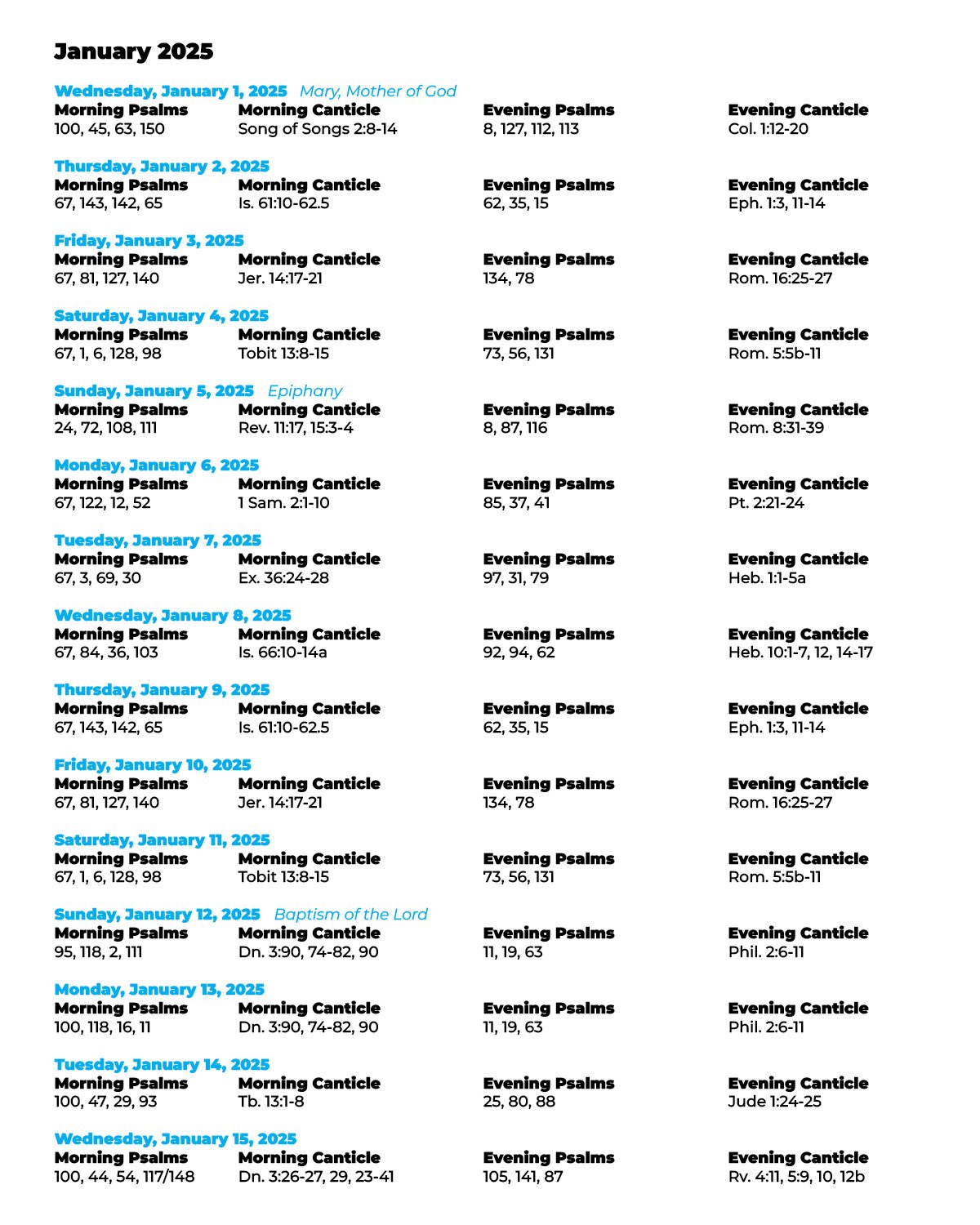 January Psalms