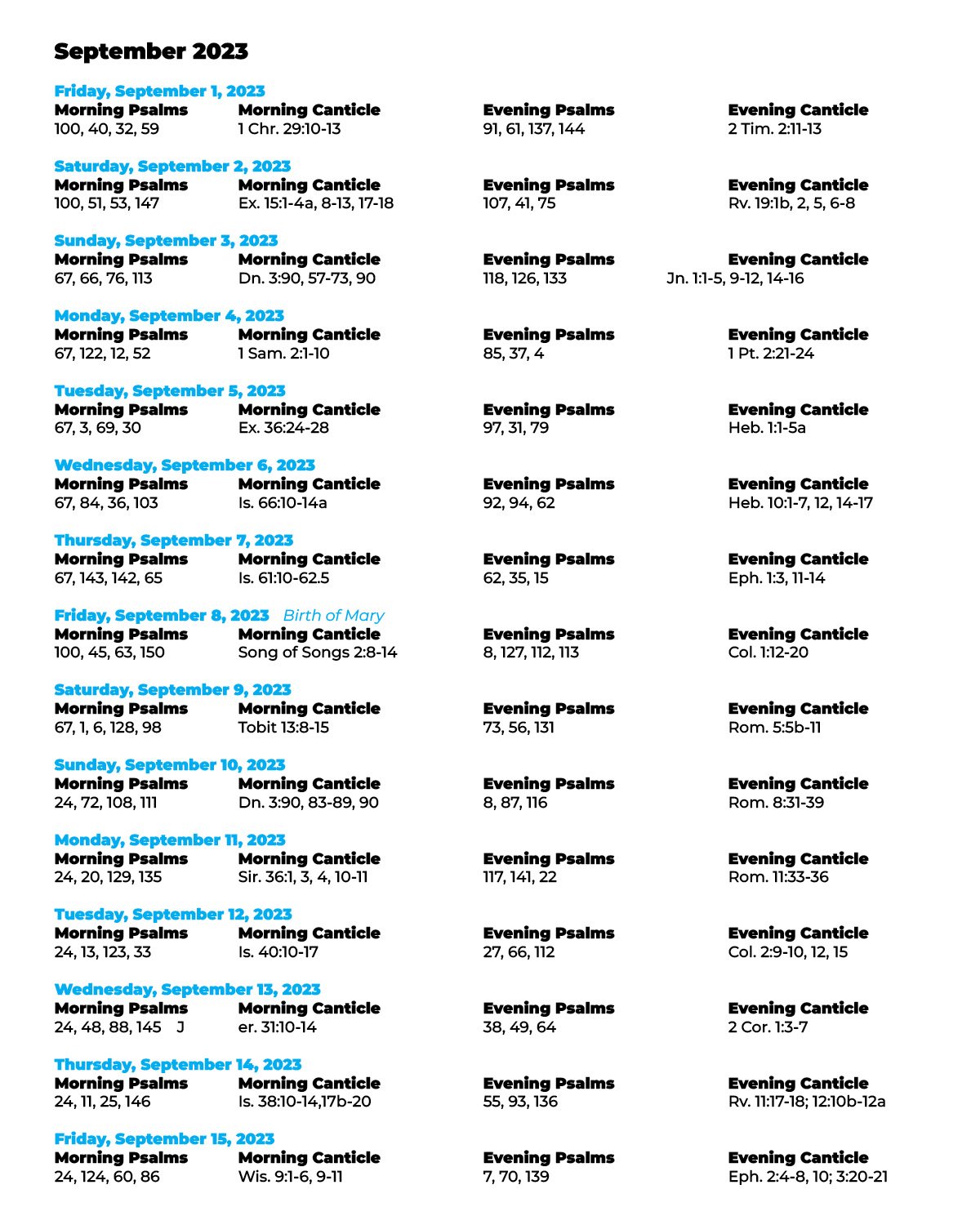 September Psalms
