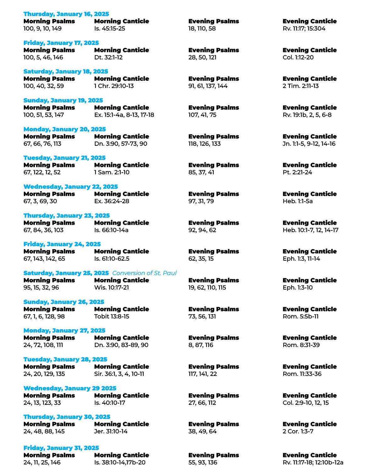 January Psalms
