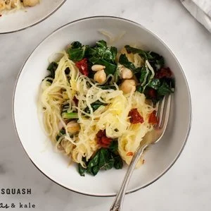 Spaghetti Squash with Chickpeas &amp; Kale