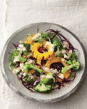Steamed Broccoli and Squash with Tahini Sauce