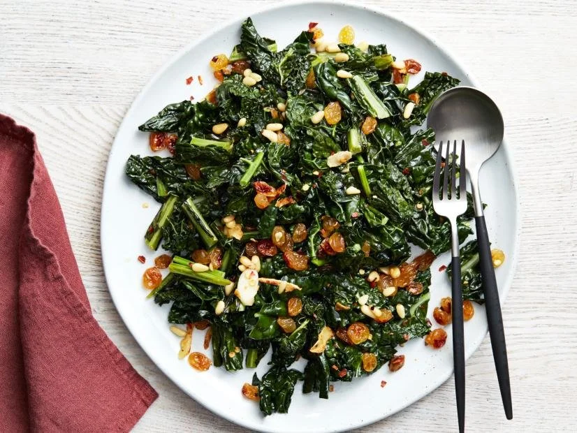 Kale with Golden Raisins &amp; Pine Nuts