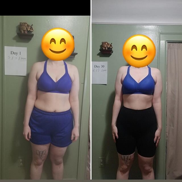 Looking for some Monday Motivation?! Check out one of my nutrition clients 30 day progress pics!!!
There is only a 5lb difference here that is why it is so important to not freak out about the number on the scale but your overall progress!!! I am sti