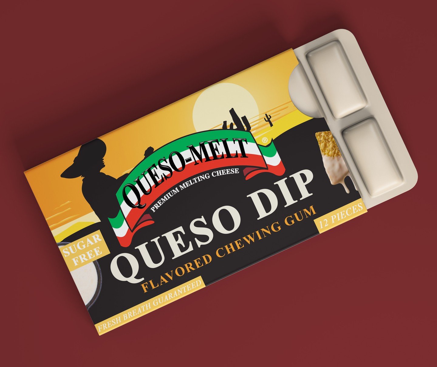 Introducing Queso-Melt flavored gum! Now your queso dip fix fits in your pocket. 

Actually, never mind. We'll stick with dip. #AprilFools