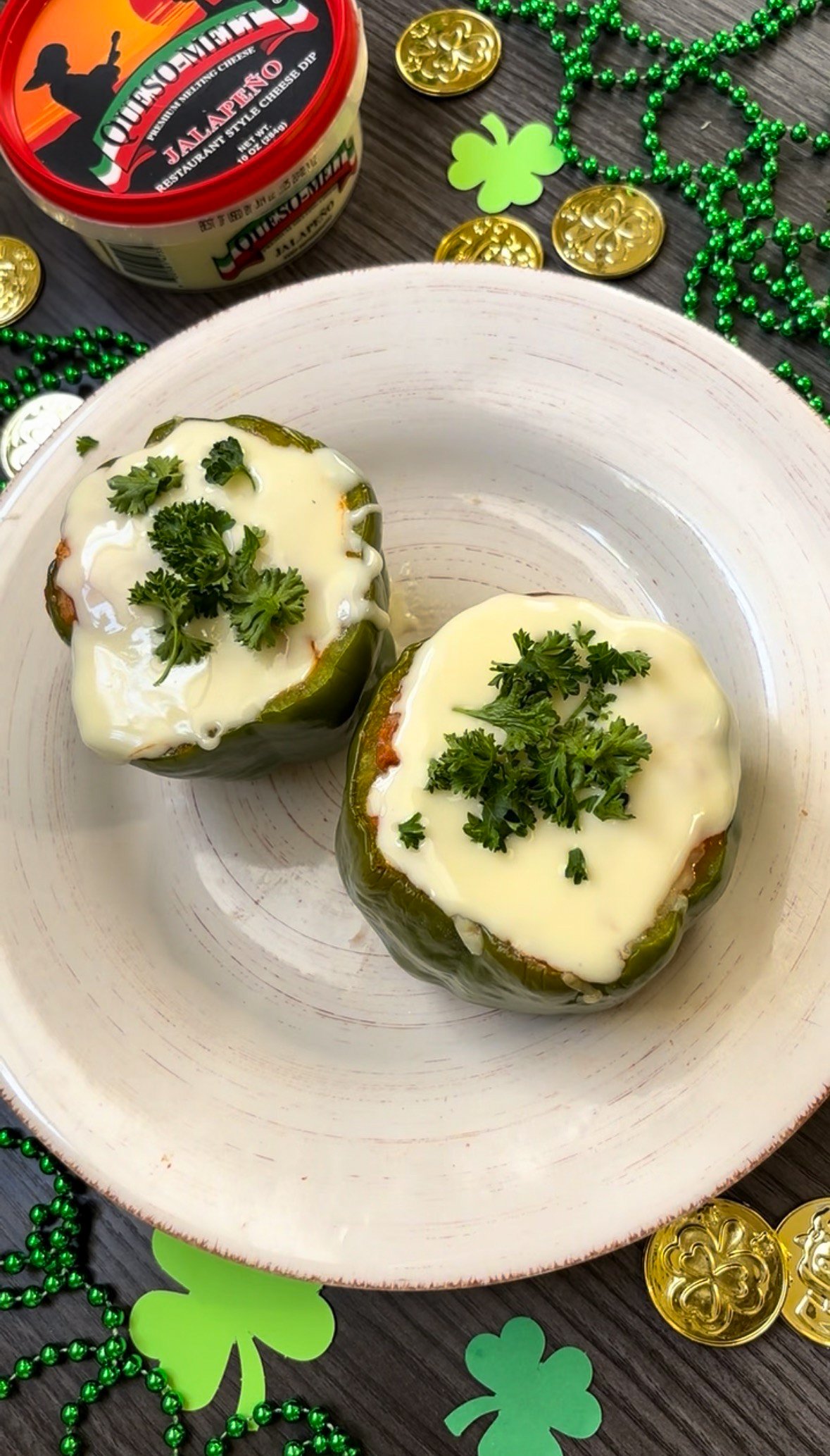 QUESO TOPPED GREEN PEPPERS