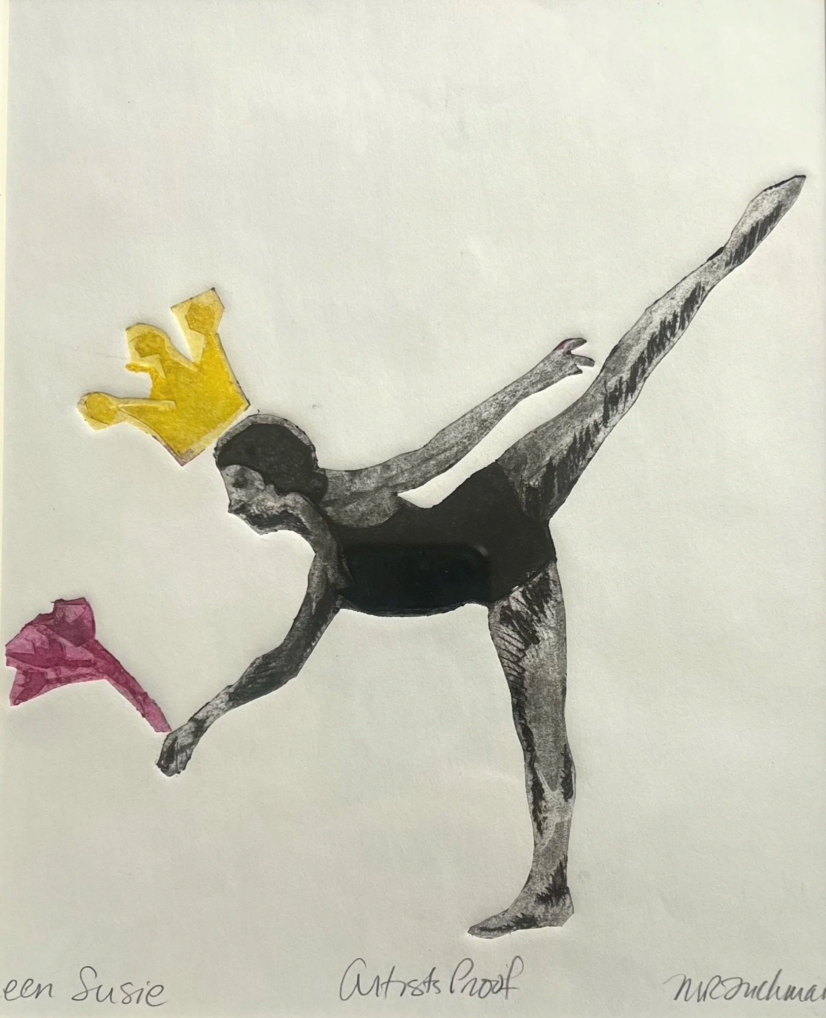 Queen Susie, Collagraph print, 2025