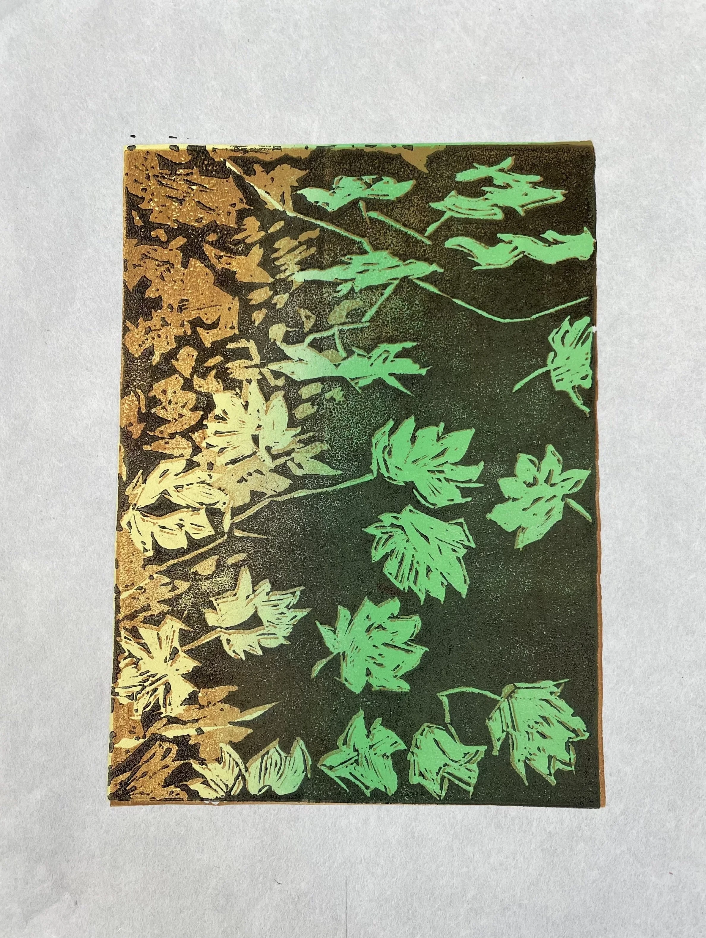 "Metolius Gorge Rest" Lino cut on paper 2023