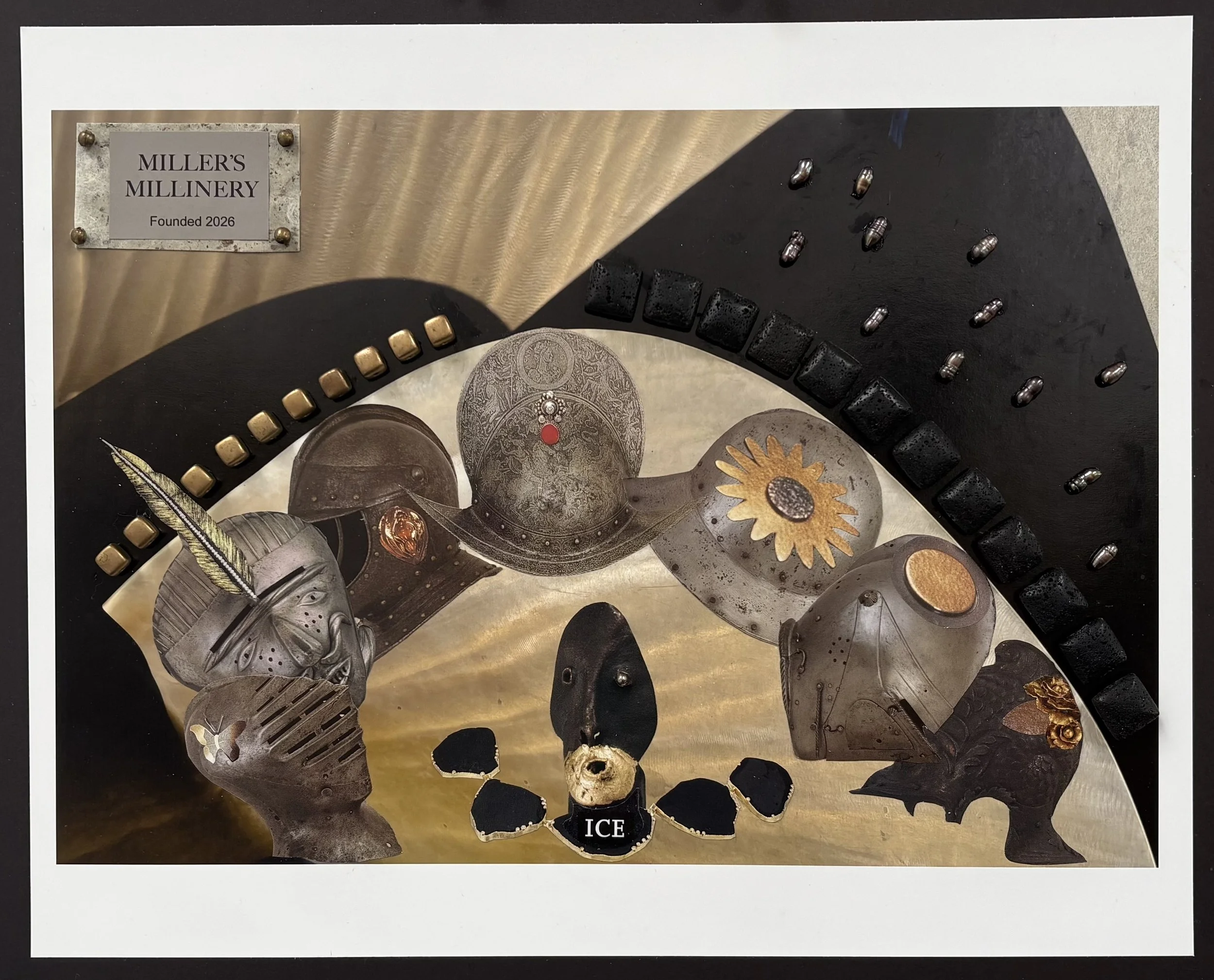 "Miller's Millinery"
Mixed media collage on paper