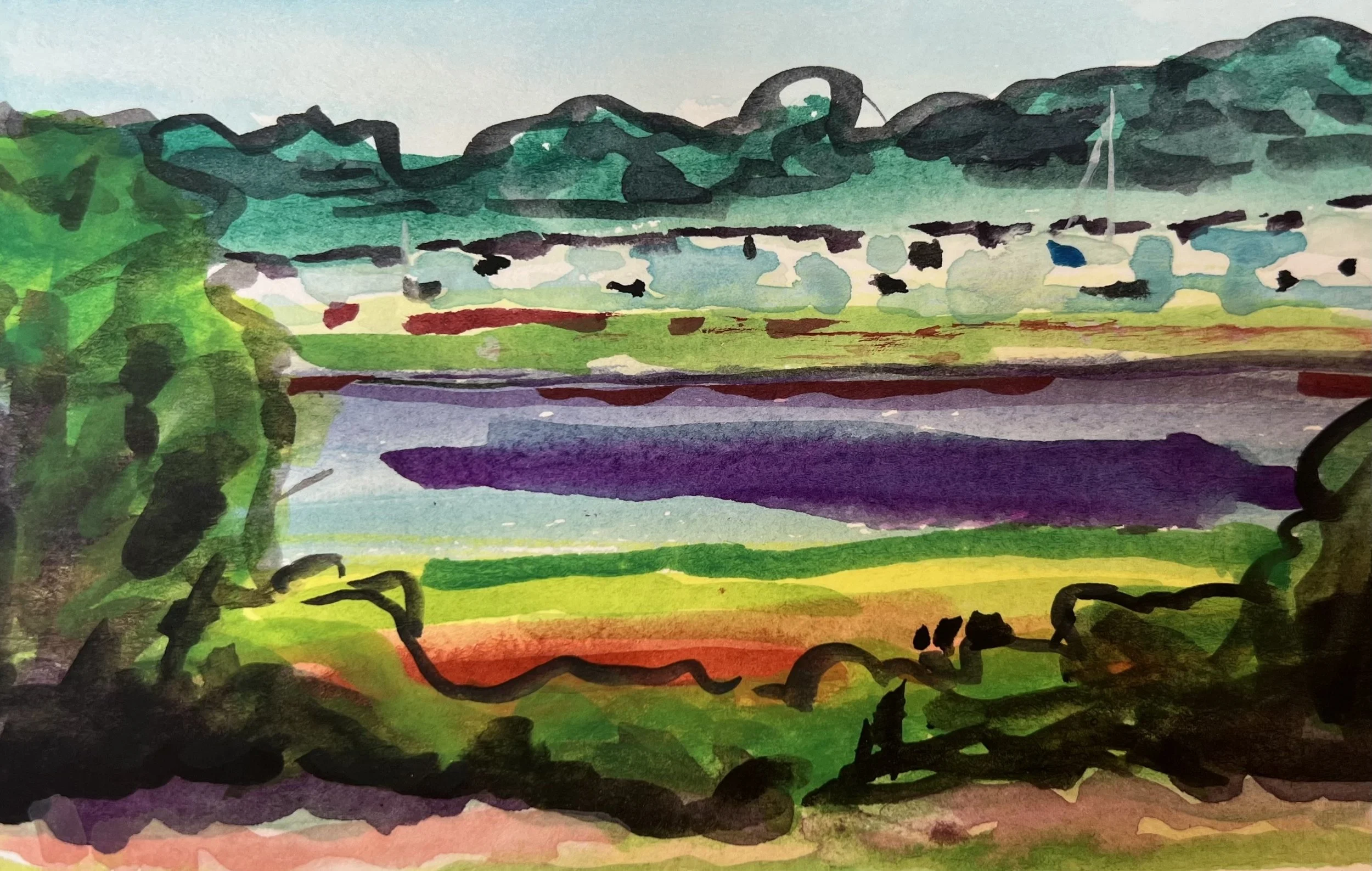 "Polpis Harbor" Watercolor study 2025