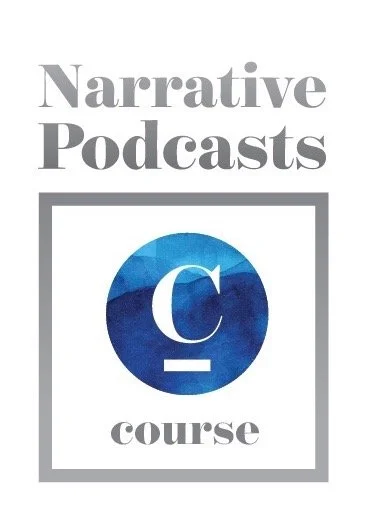 Logo for the Narrative Podcasts course. Learn audio storytelling (scripted podcast, story podcast) and creative living together. Award-winning holistic podcasting curriculum