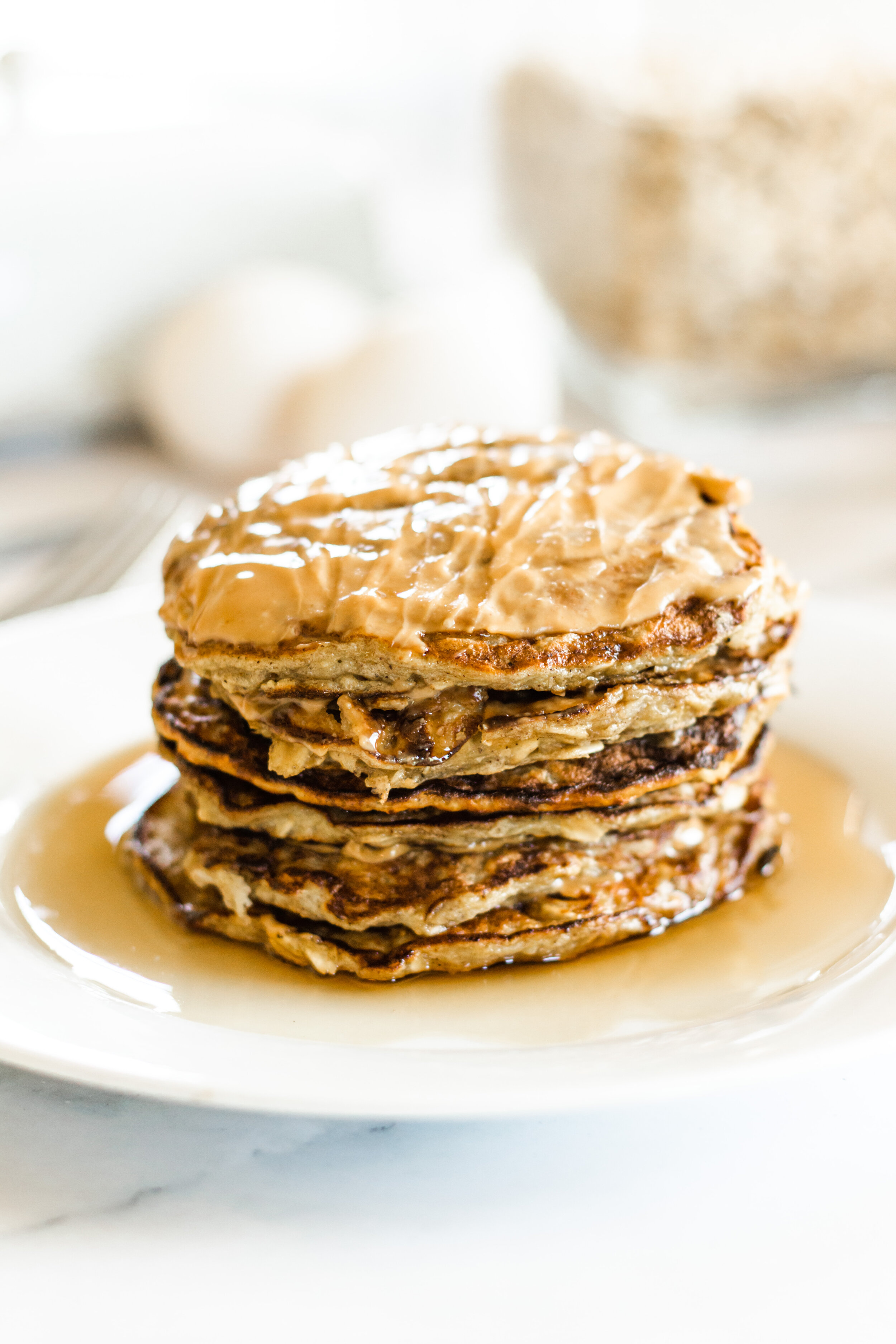 This recipe serves one and makes six small pancakes or three medium sized pancakes!
