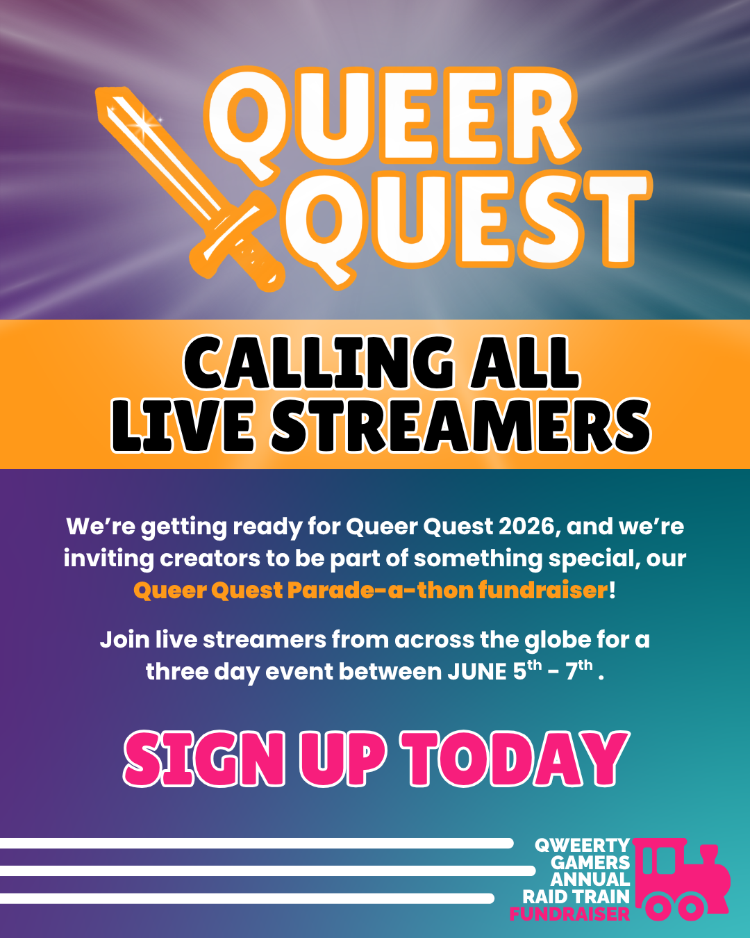 Join the Pa-Raid-a-Thon for Queer Quest 2026!