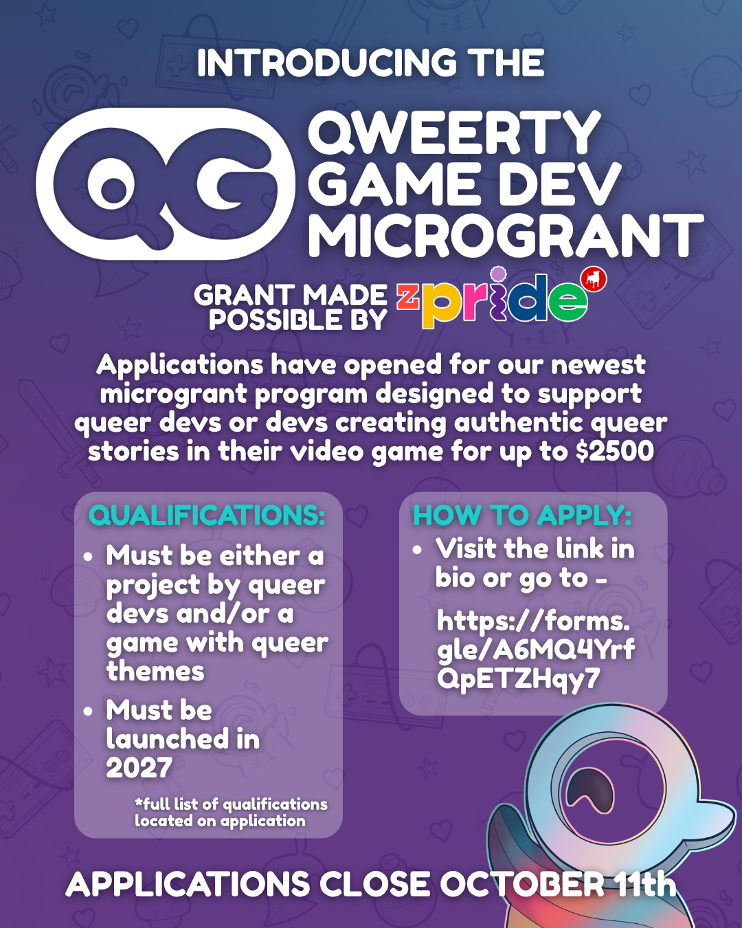 Qweerty Game Dev Microgrant Applications Open!
