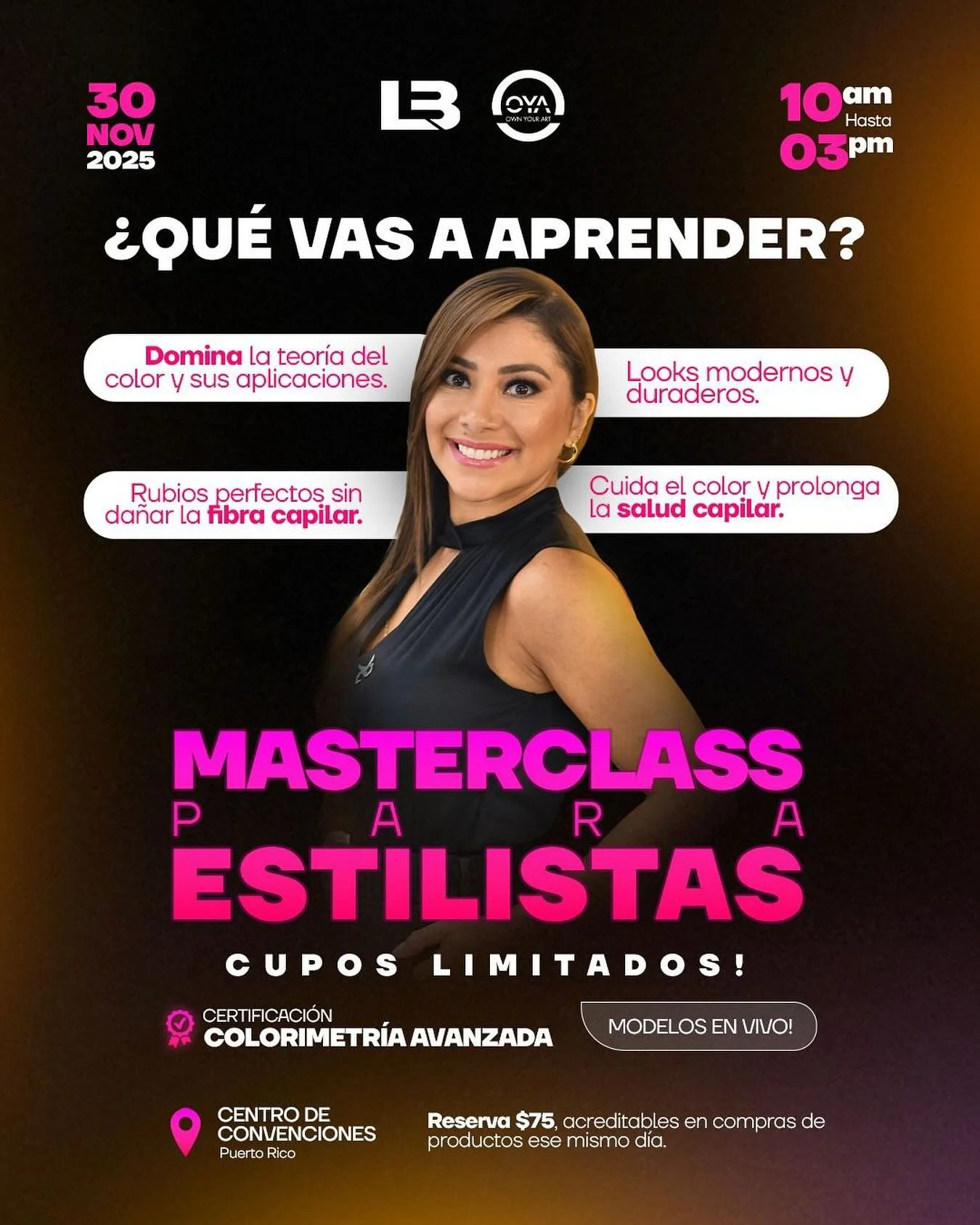💫NO ESPERES M&Aacute;S PARA SEPARAR TU ESPACIO ✨

🙈CUPOS LIMITADOS 

💵COSTO $75 SER&Aacute;N ACREDITADOS EL D&Iacute;A DEL SEMINARIO EN CUALQUIER COMPRA REALIZADA

📱CONTACT&Oacute; 787-860-2193 WHATSAPP 📲