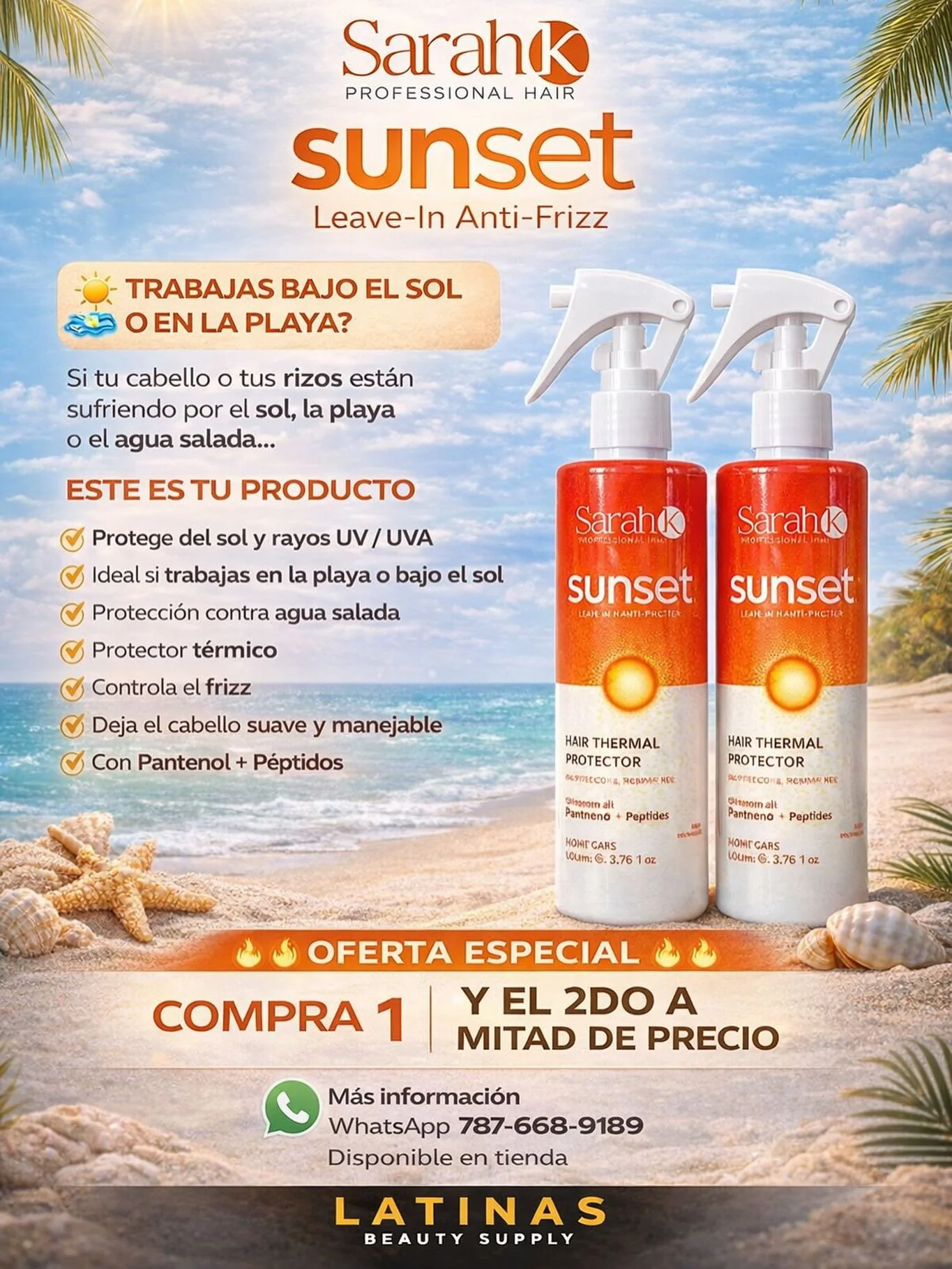 😎☀️APROVECHA NO TE QUEDES SIN LOS TUYO ☀️

HACEMOS ENV&Iacute;O A TODA LAS ISLA 🏝️ PR🇵🇷

Tel&eacute;fono 787-668-9189

#playa #risos #protectoruv #sarahkprofesional #beauty