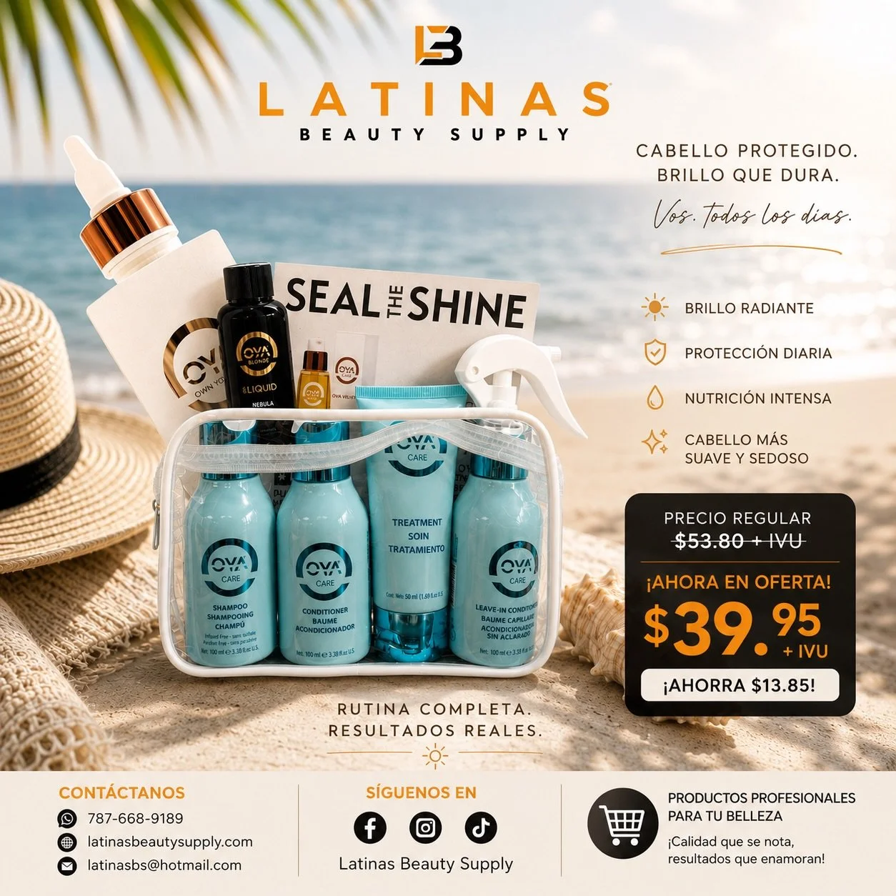 ✈️💙 El kit perfecto para llevar tu cabello hermoso a donde quieras 🌴✨ 

Nuestro KIT TRAVEL OYA CARE incluye todo lo necesario para hidratar, proteger y mantener el brillo de tu cabello mientras viajas. Tama&ntilde;o pr&aacute;ctico, c&oacute;modo y