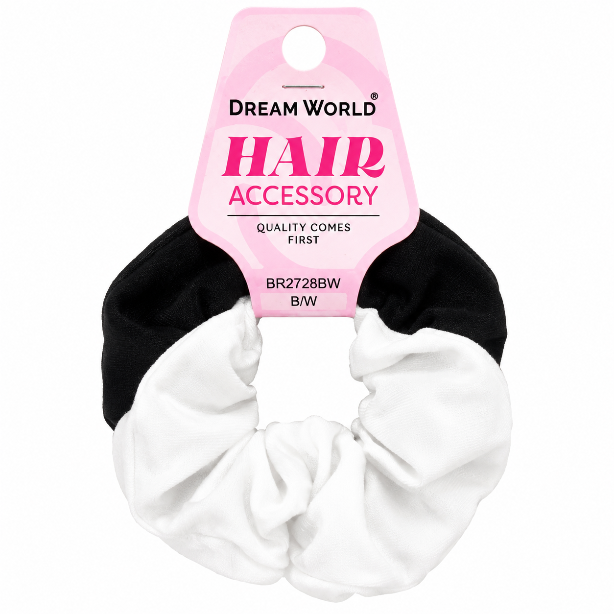 DREAM WORLD SCRUNCHIE BLASNCO Y NEGRO PARA CABELLO HAIR ACCESORY