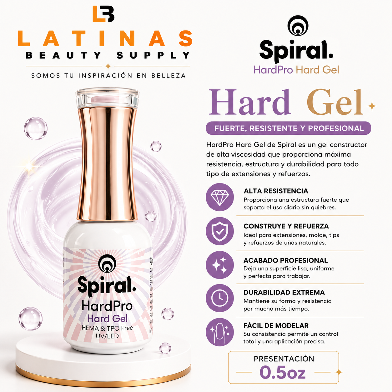SPIRAL HARDPRO HARD GEL CLEAR 0.5OZ