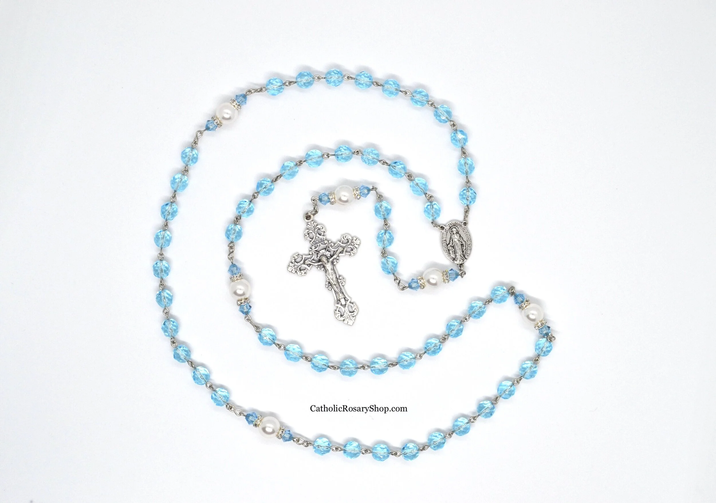 Aquamarine Birthstone Rosary | Personalized March Birthstone Rosary Gifts | Rosary for Baptism, First Communion or Confirmation
