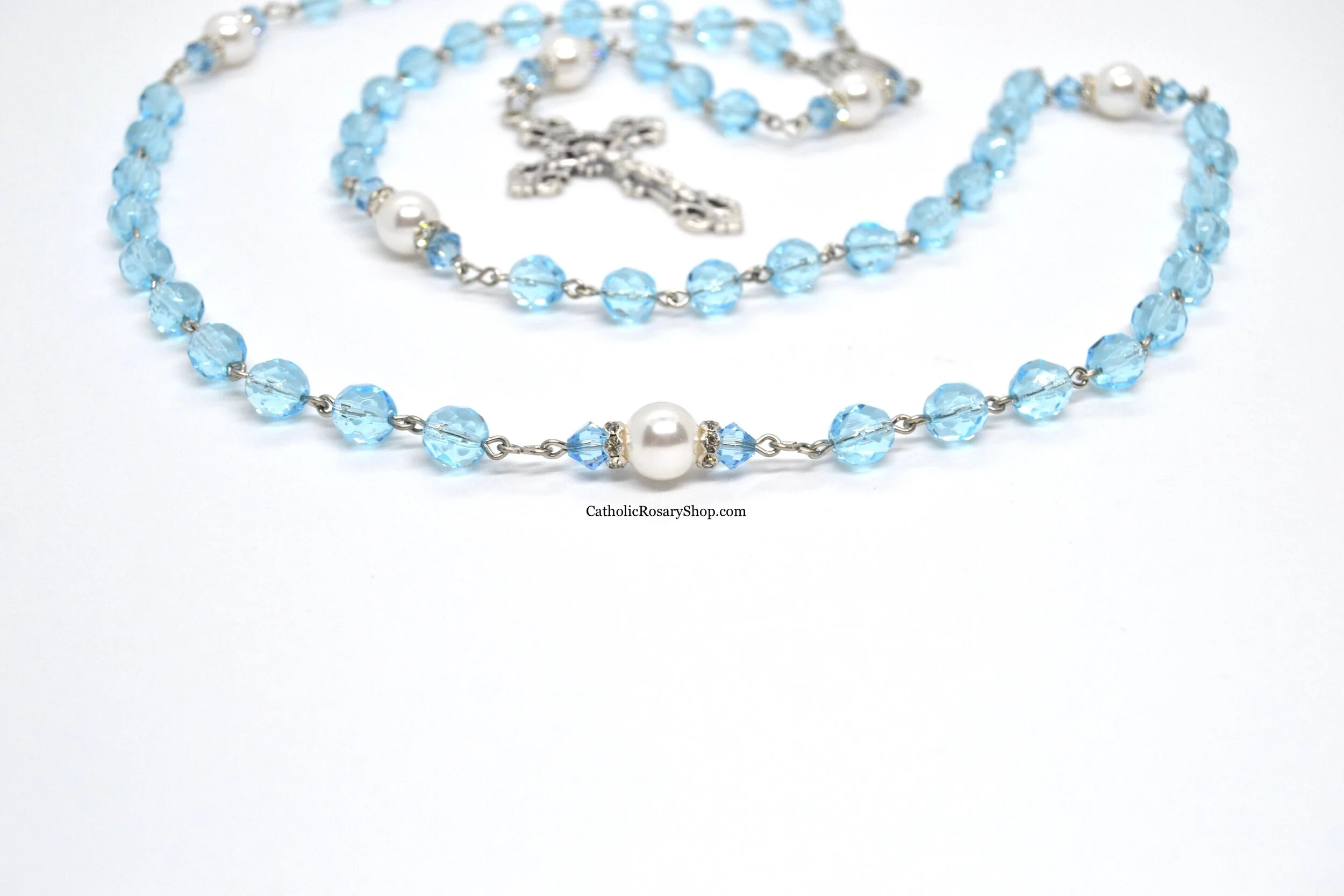 Aquamarine Birthstone Rosary | Personalized March Birthstone Rosary Gifts | Rosary for Baptism, First Communion or Confirmation