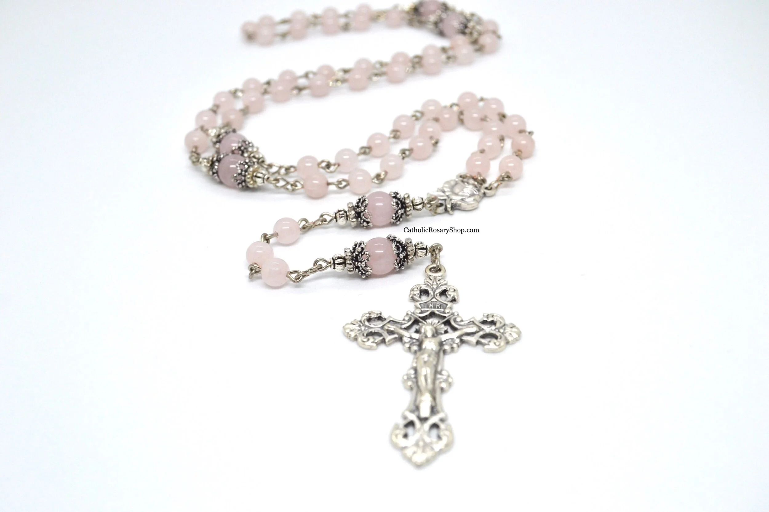 Pink Rose Quartz Heirloom Rosary | Personalized Gemstone Rosary for Women and Girls