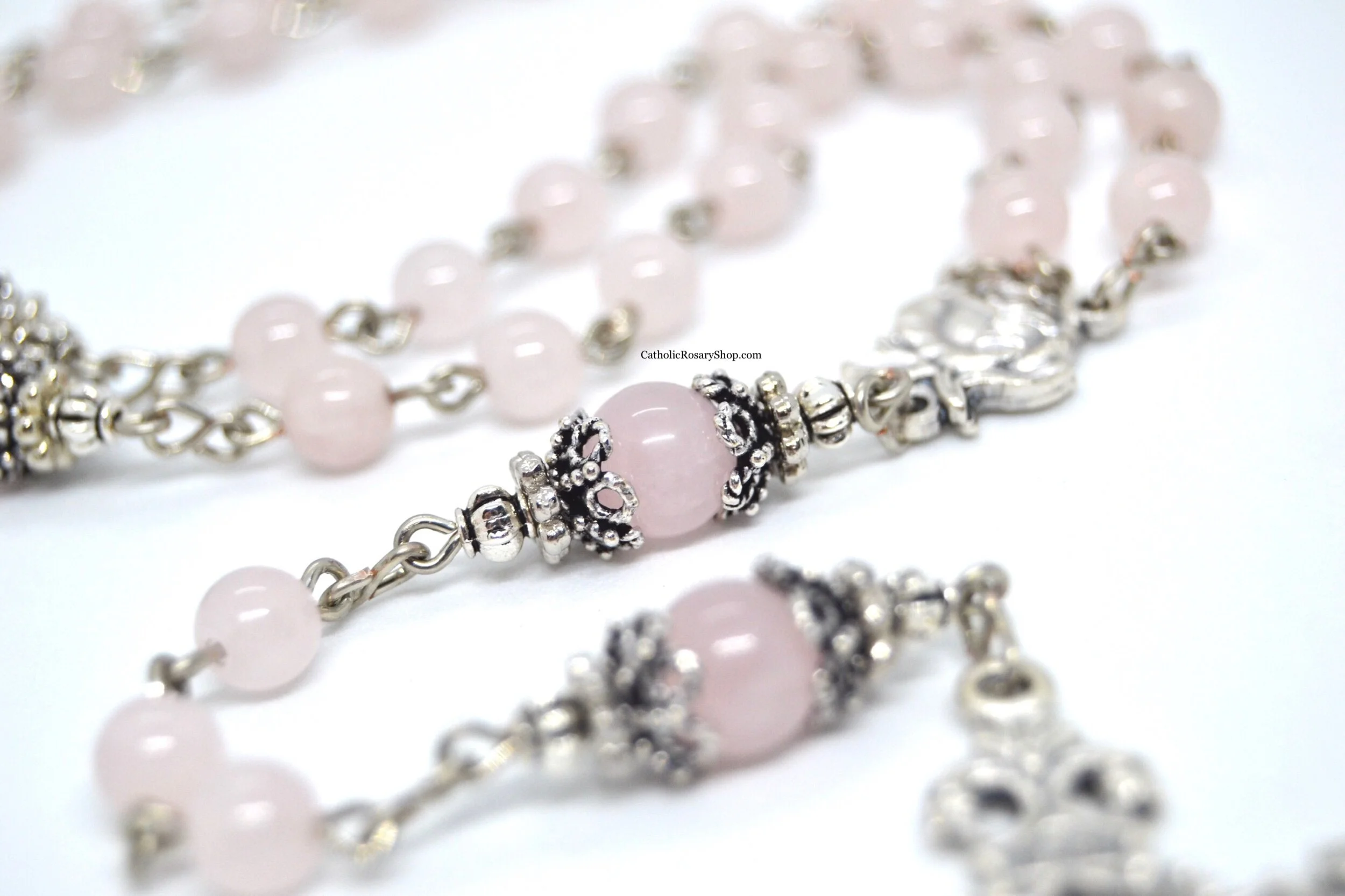 Pink Rose Quartz Heirloom Rosary | Personalized Gemstone Rosary for Women and Girls