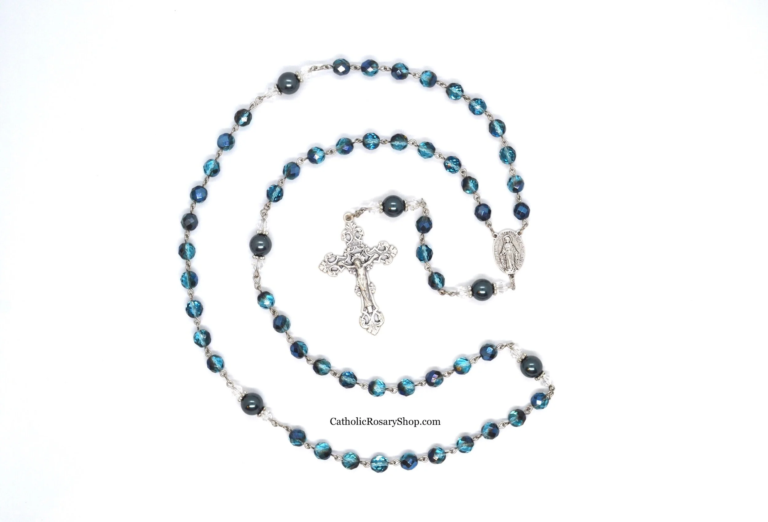 Tahitian Blue Rosary for Men and Boys | Personalized Rosaries for Baptism, First Communion, Confirmation and More