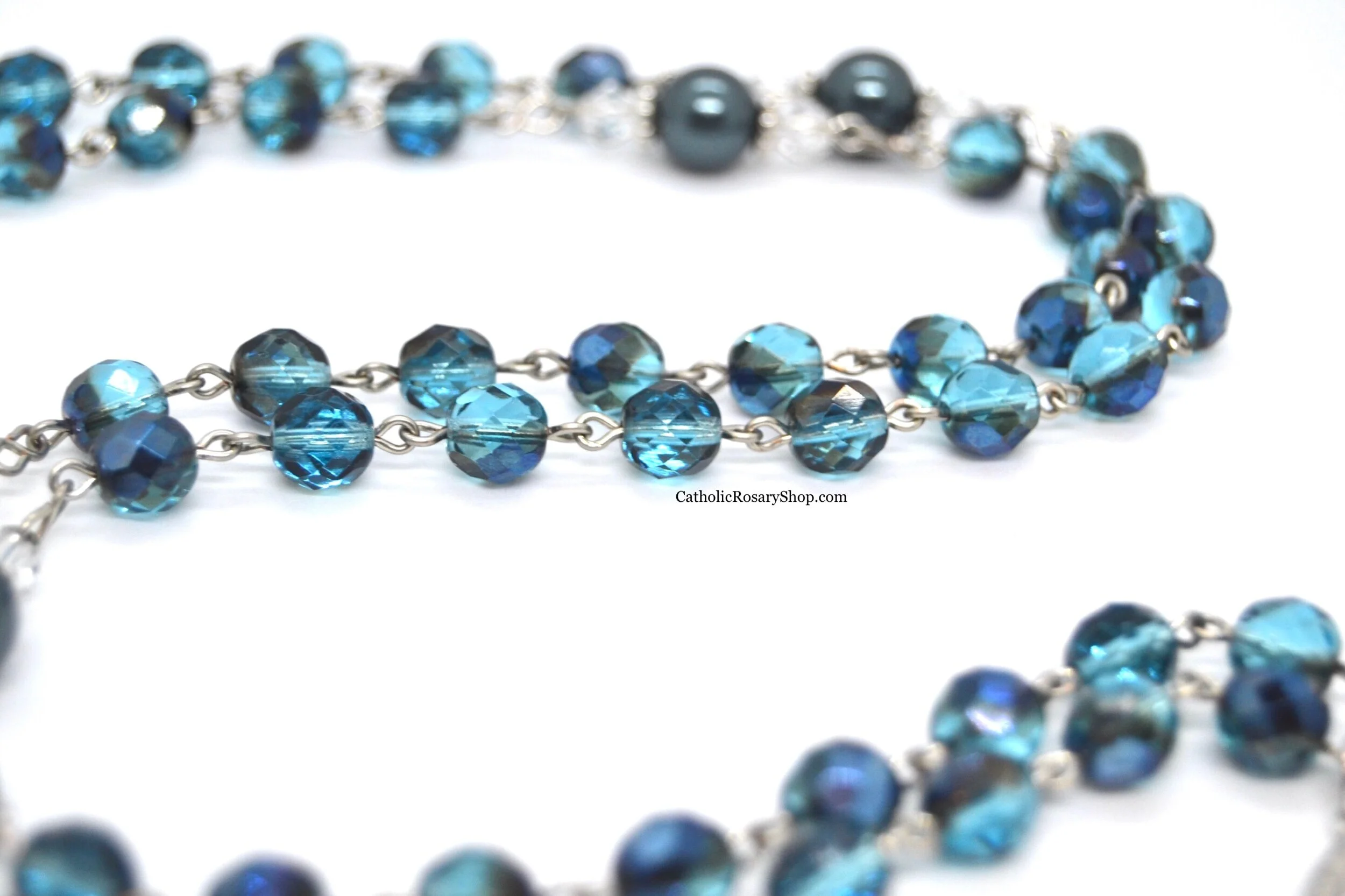 Tahitian Blue Rosary for Men and Boys | Personalized Rosaries for Baptism, First Communion, Confirmation and More