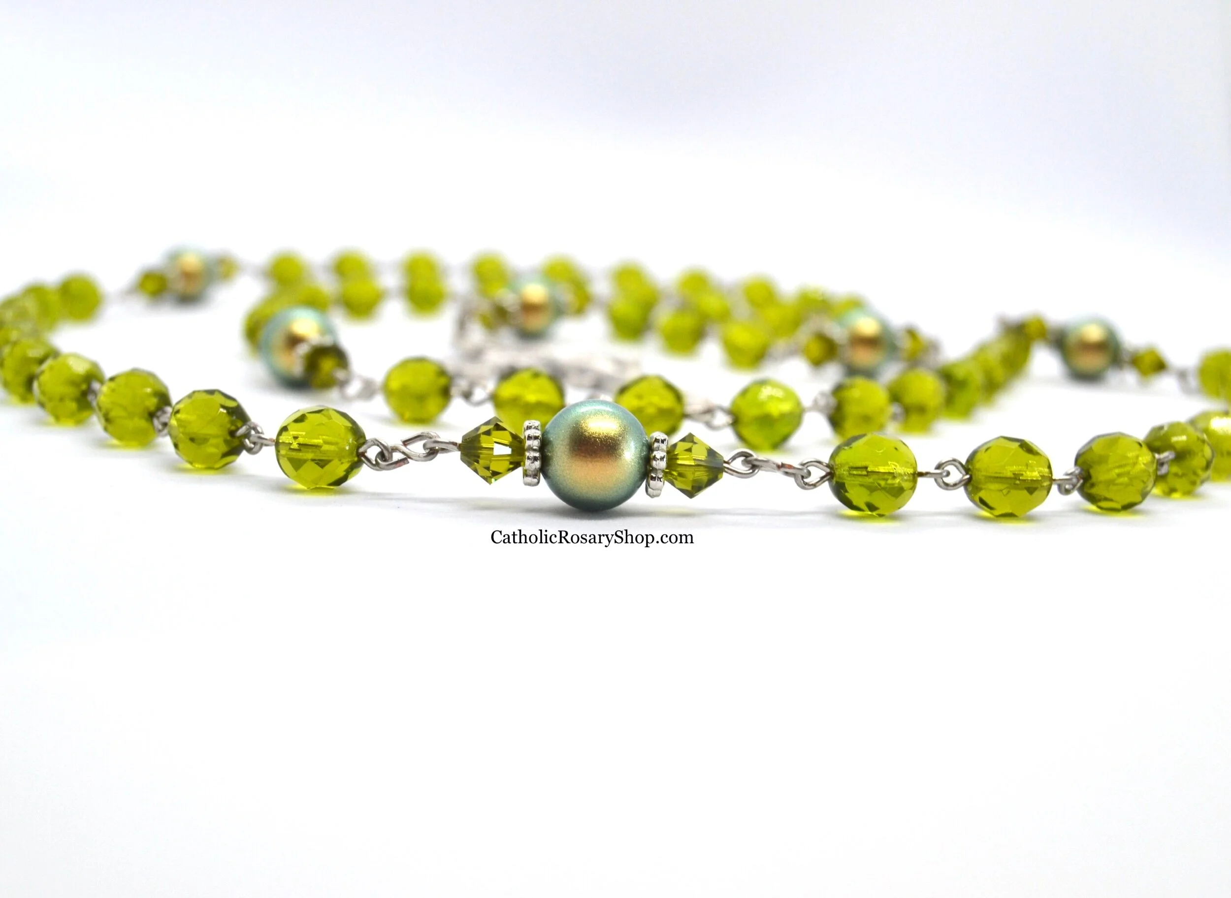 Iridescent Olive Green Rosary for Men and Boys | Custom Rosary for Boy's Baptism, First Communion and Confirmation