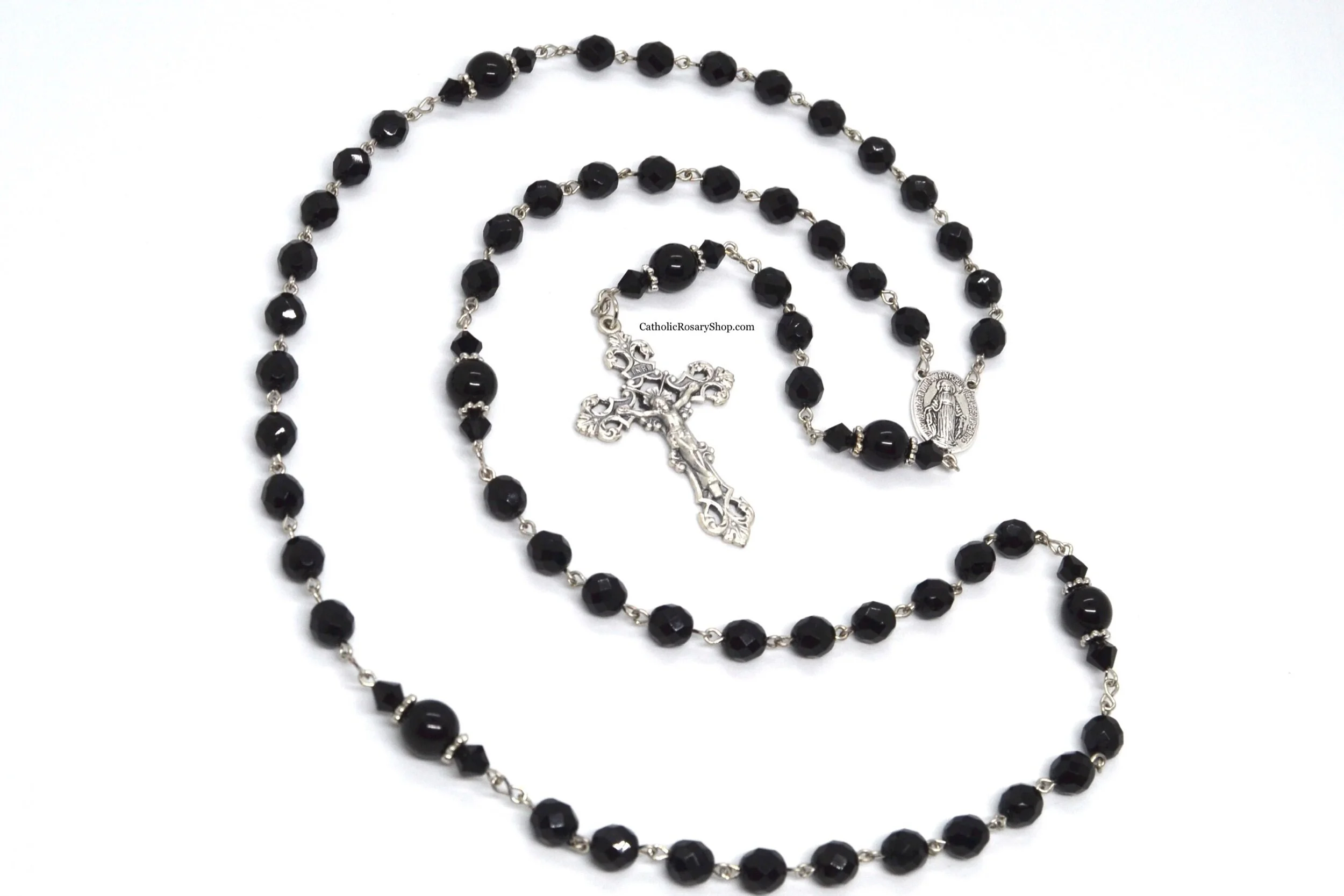 Black Czech Glass Rosary | Custom Rosary for Men and Women | Personalized Rosary Beads for Baptism, First Communion or Confirmation