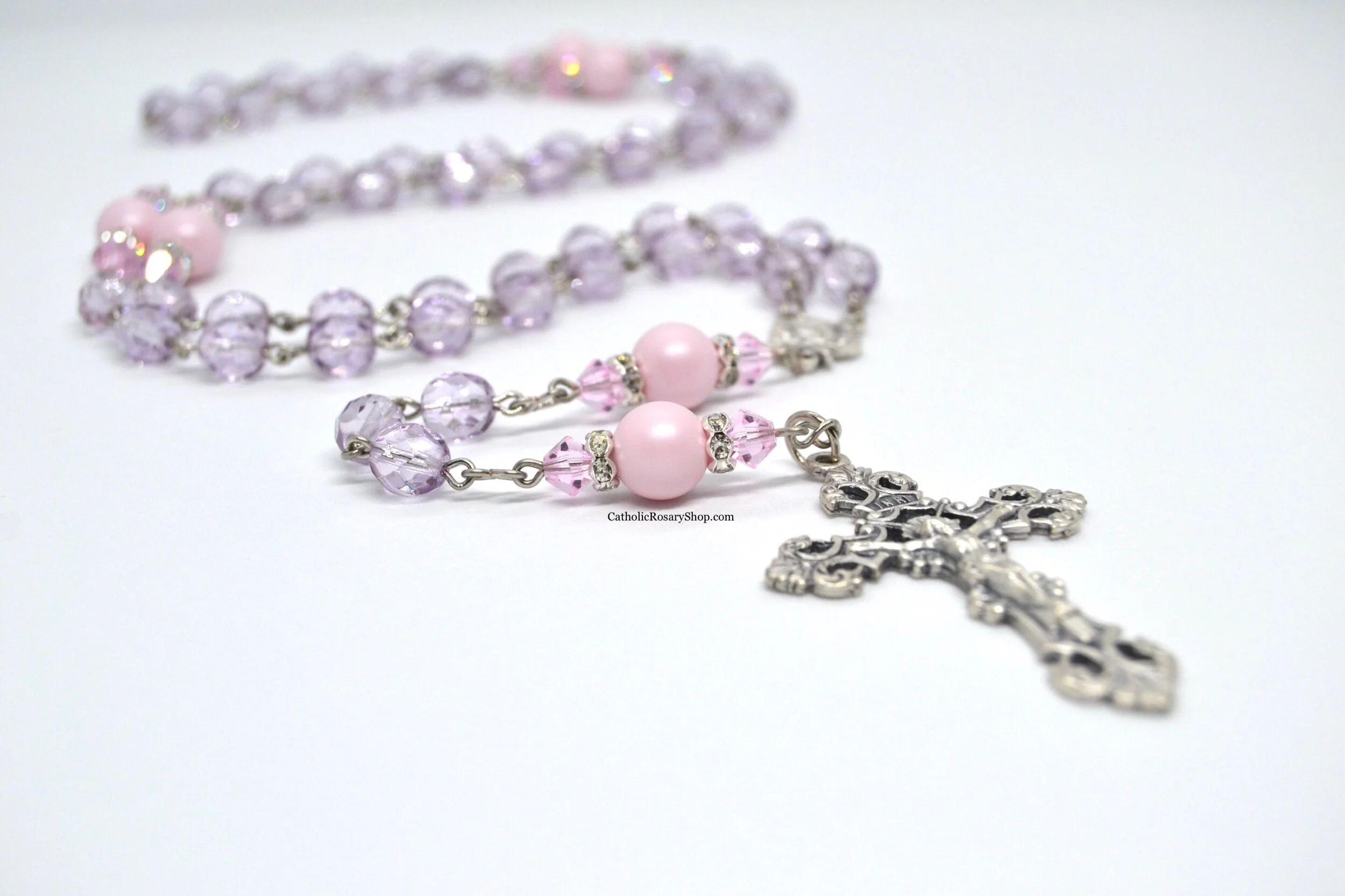 Pastel Pink and Purple Rosary | Personalized Rosaries for Women and Girls