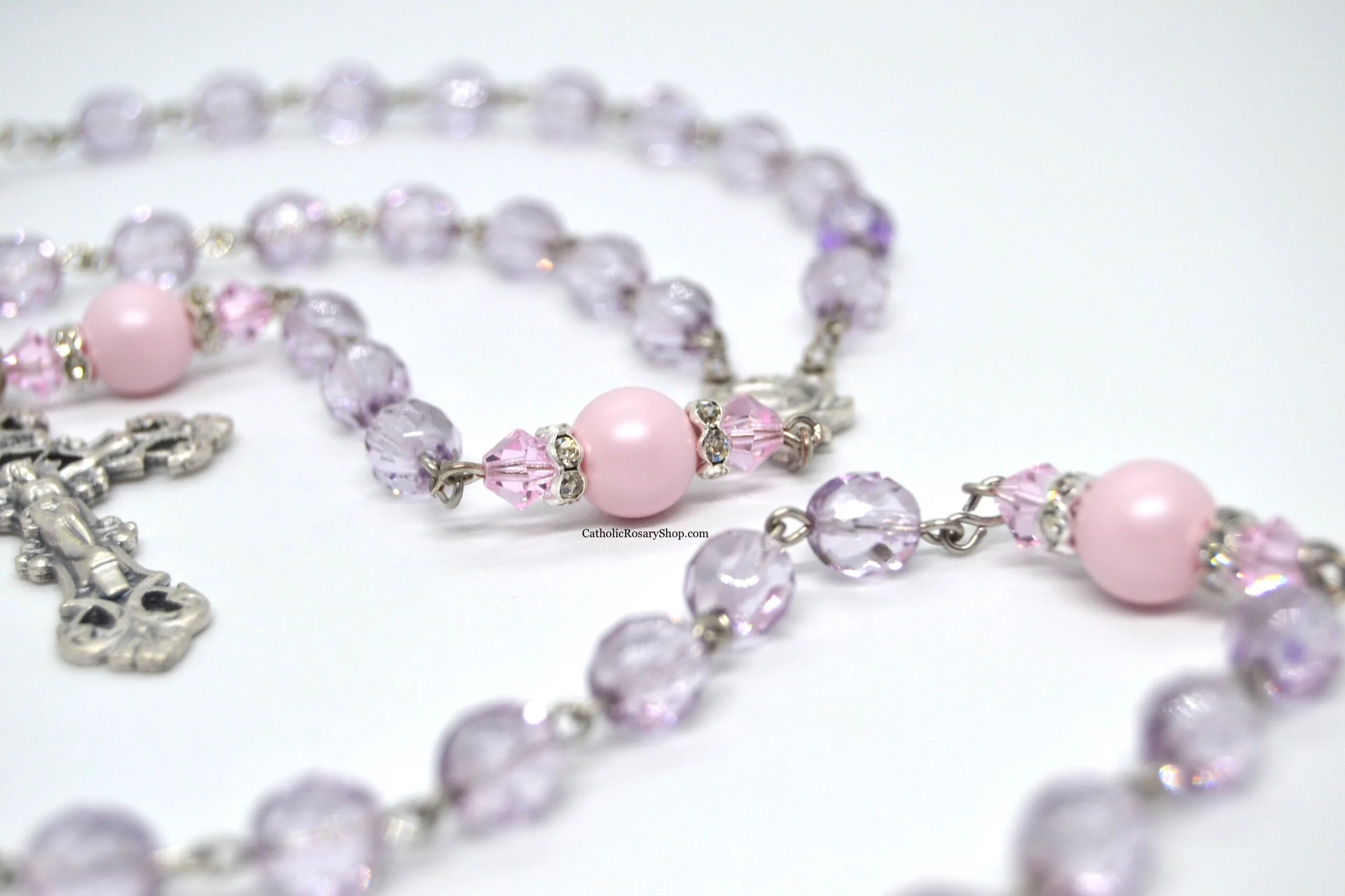 Pastel Pink and Purple Rosary | Personalized Rosaries for Women and Girls