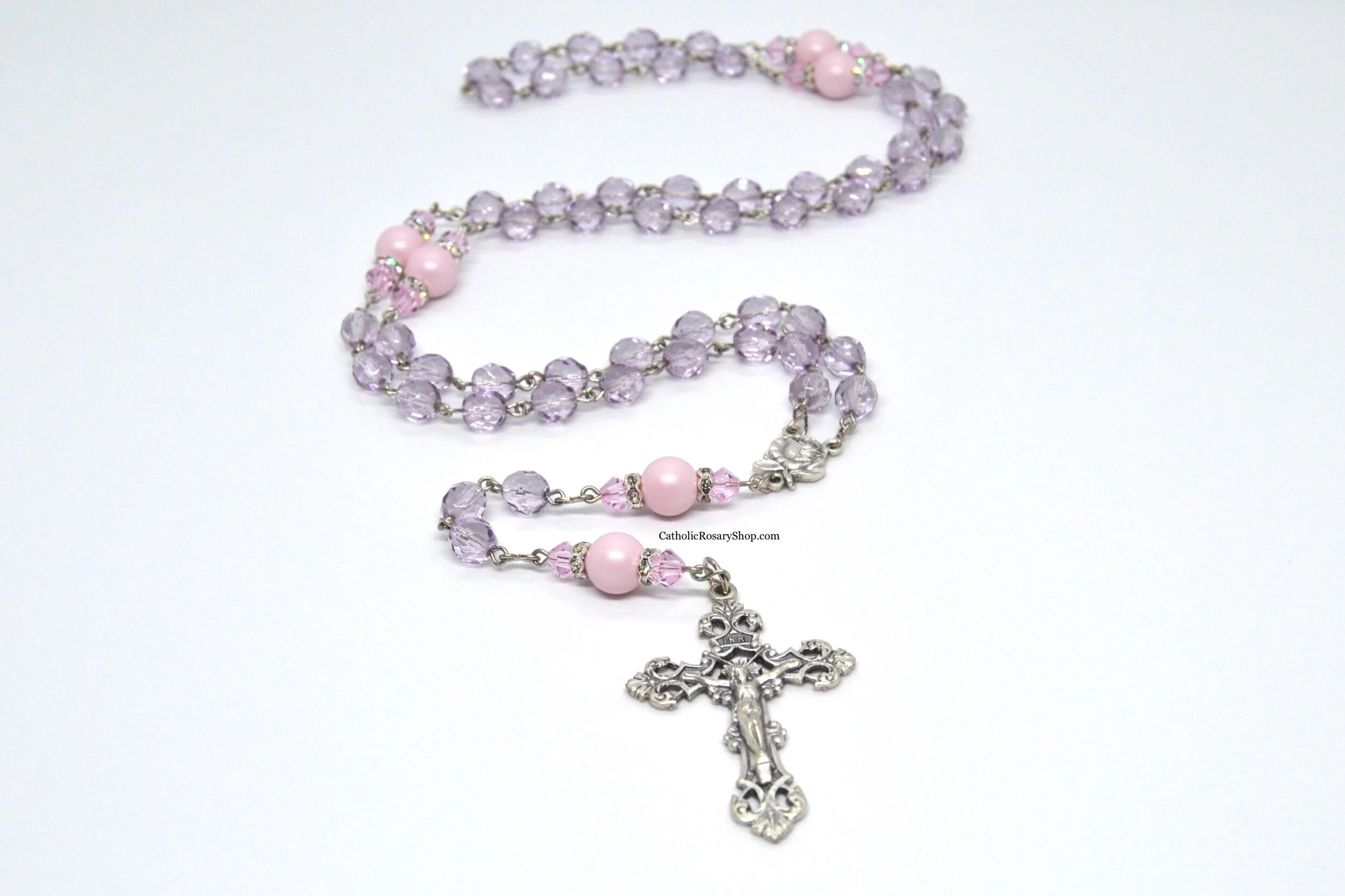 Pastel Pink and Purple Rosary | Personalized Rosaries for Women and Girls