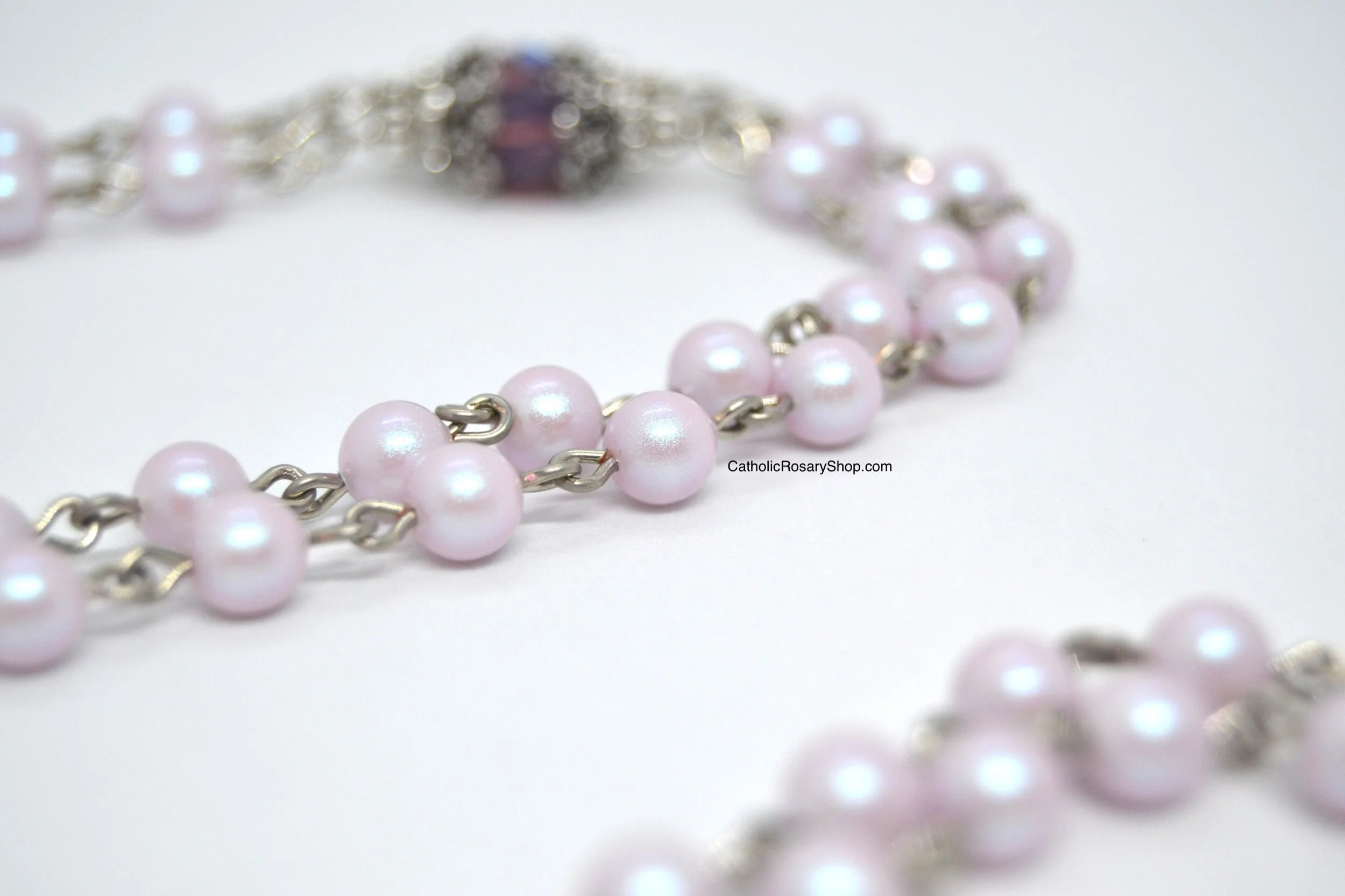 Genuine Crystal Pearl Rosary | Iridescent Dreamy Rose Rosary for Women and Girls | Personalized Rosary