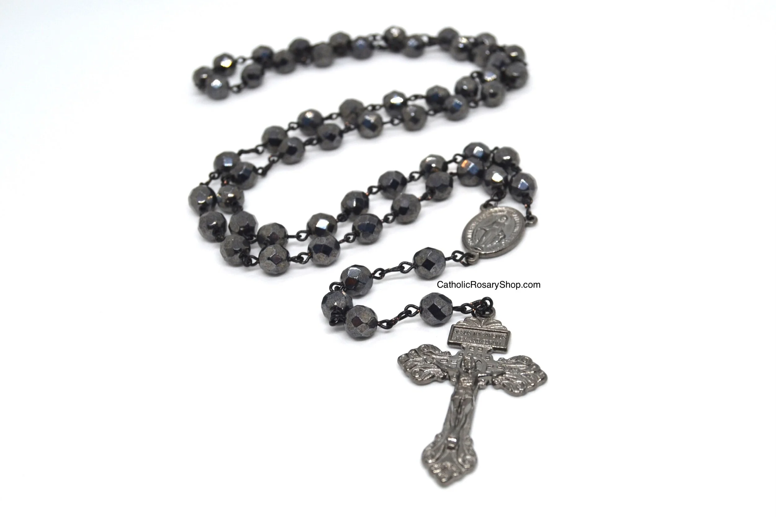 Gunmetal Gray Czech Rosary | Personalized Rosary Gifts for Men | CatholicRosaryShop.com