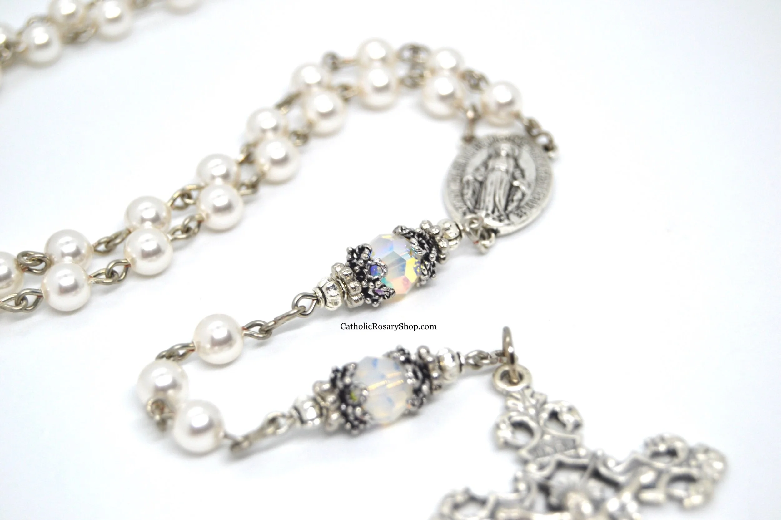 Opal Birthstone Rosary | Opal Crystal and Pearl Rosary | Personalized Rosary Gifts for Women