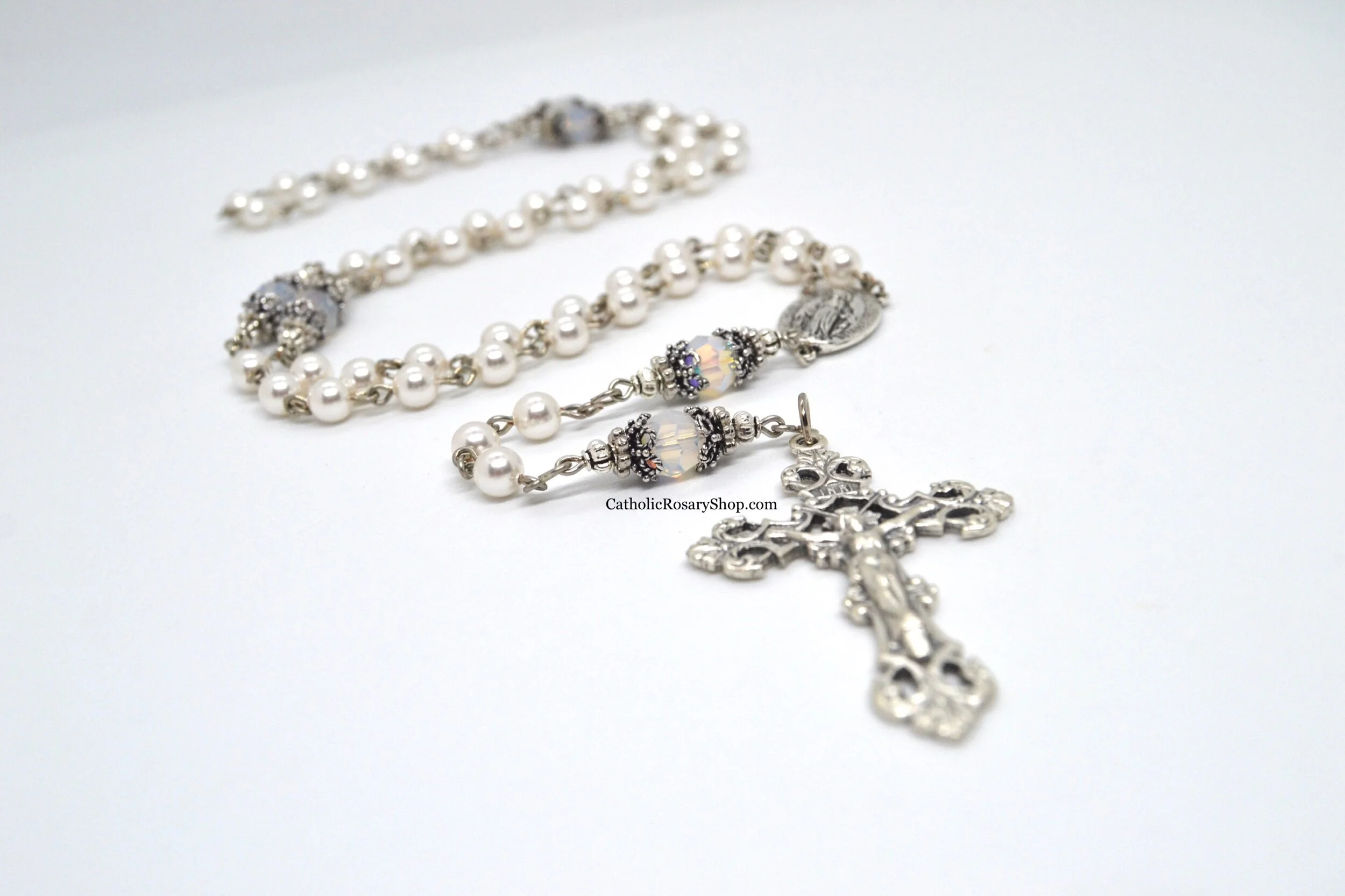 Opal Birthstone Rosary | Opal Crystal and Pearl Rosary | Personalized Rosary Gifts for Women
