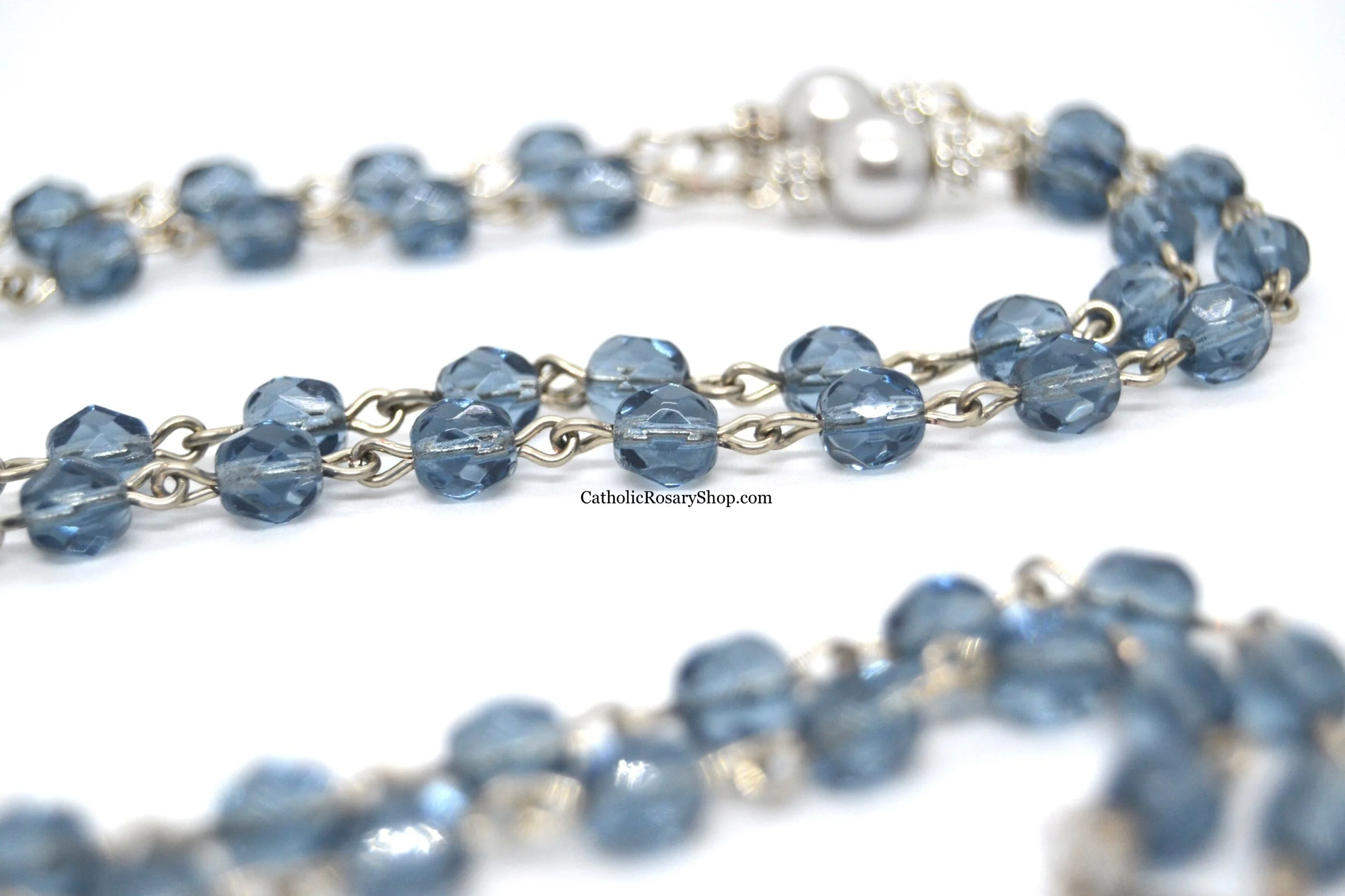 Montana Blue and Gray Glass Rosary for Men and Boys | Personalized Rosary Gifts for Baptism, First Communion and Confirmation