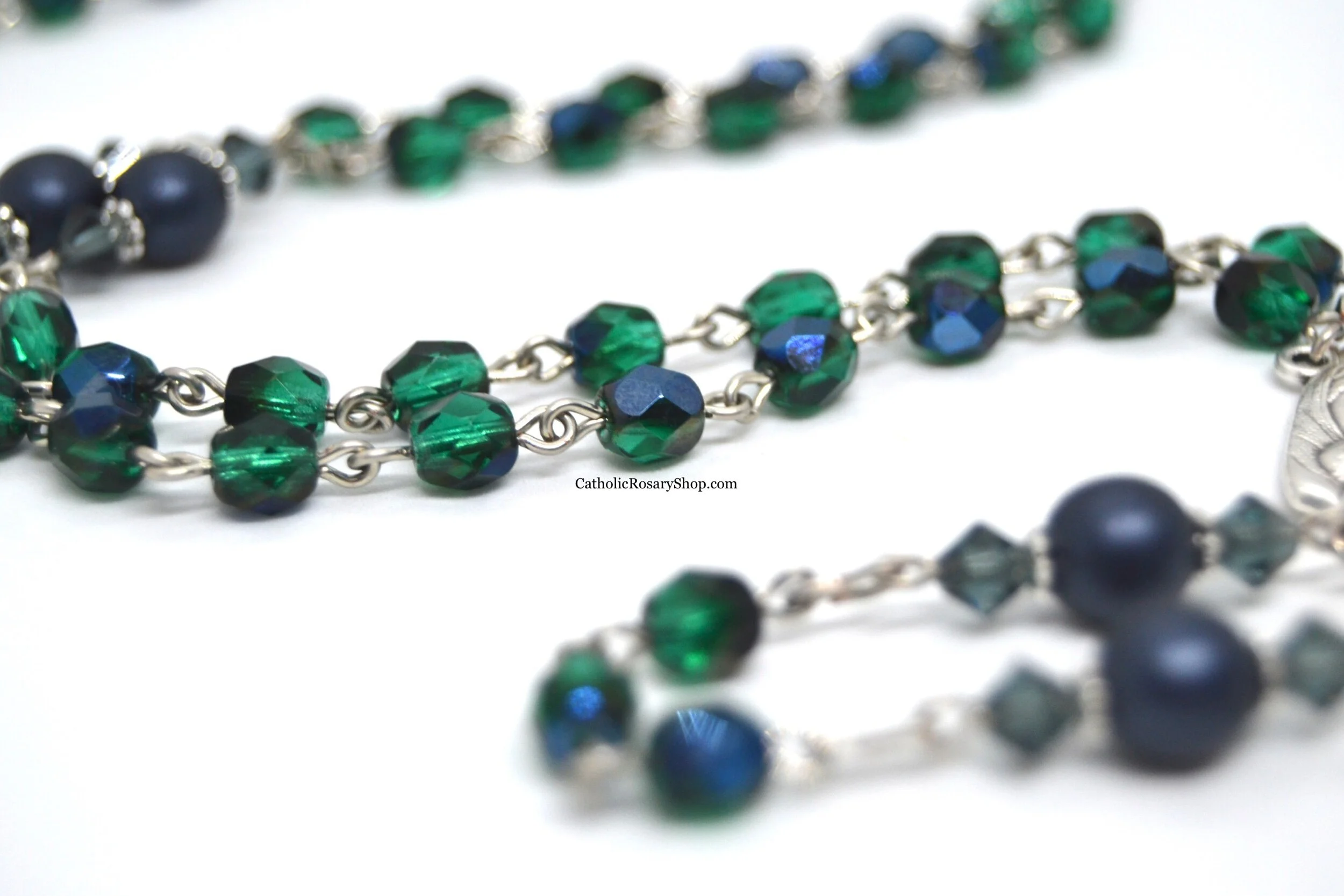 Dark Green and Blue Rosary for Men and Boys | Custom Rosary Beads for Baptism, First Communion, Confirmation and Father's Day