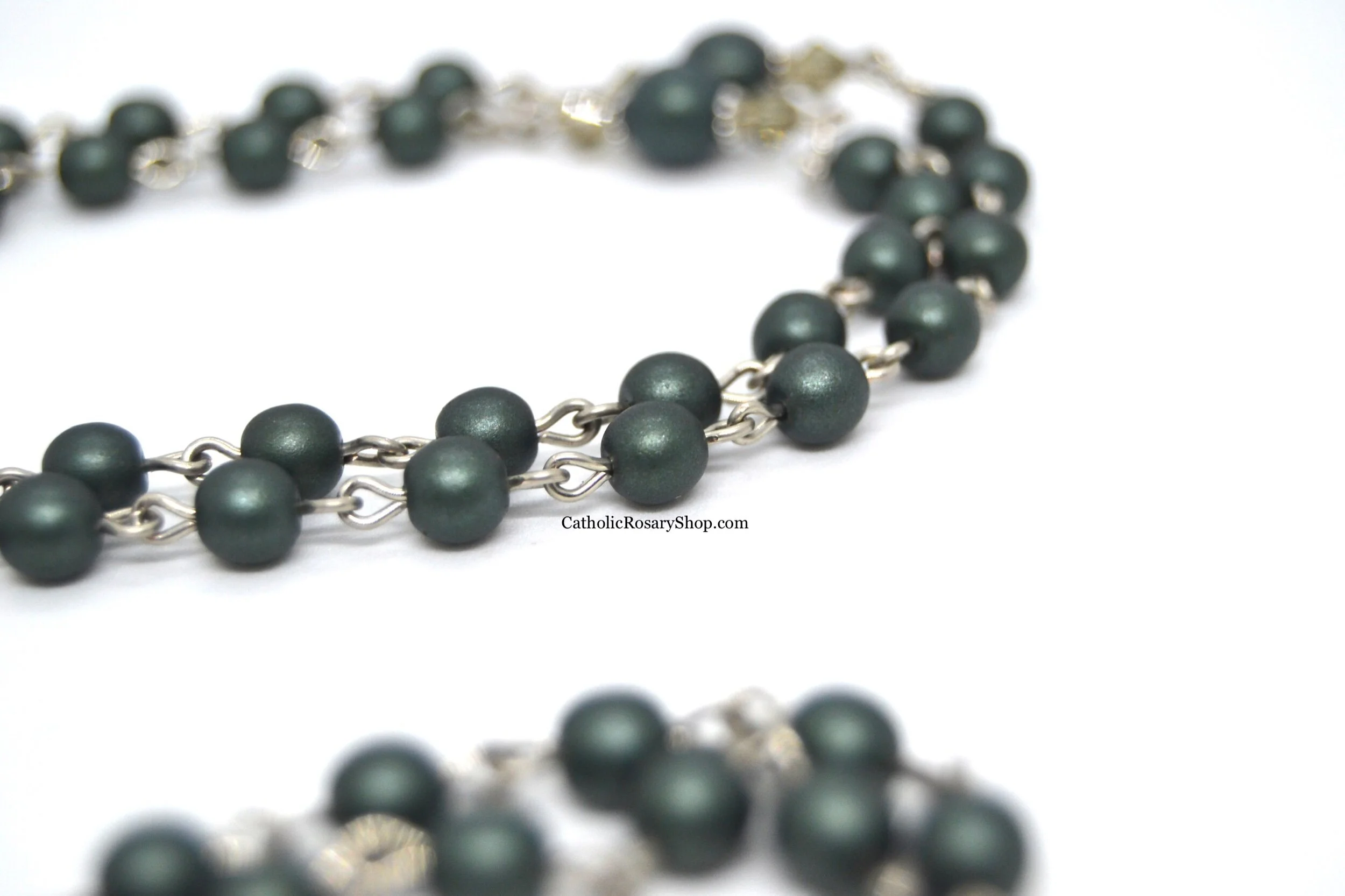 Dark Green Czech Glass Rosary for Men and Boys | Personalized Rosary Gifts for Boy's Baptism, First Communion and Confirmation